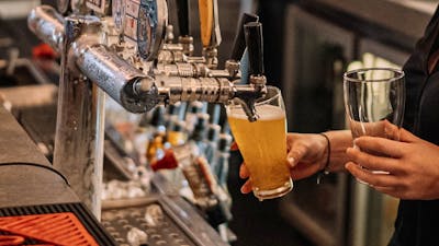 Pouring beers in PJs front bar