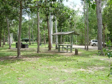 Barbeques and picnic shelters at day use area near camping area. Barbeques and picnic shelters at day use area near camping area.
