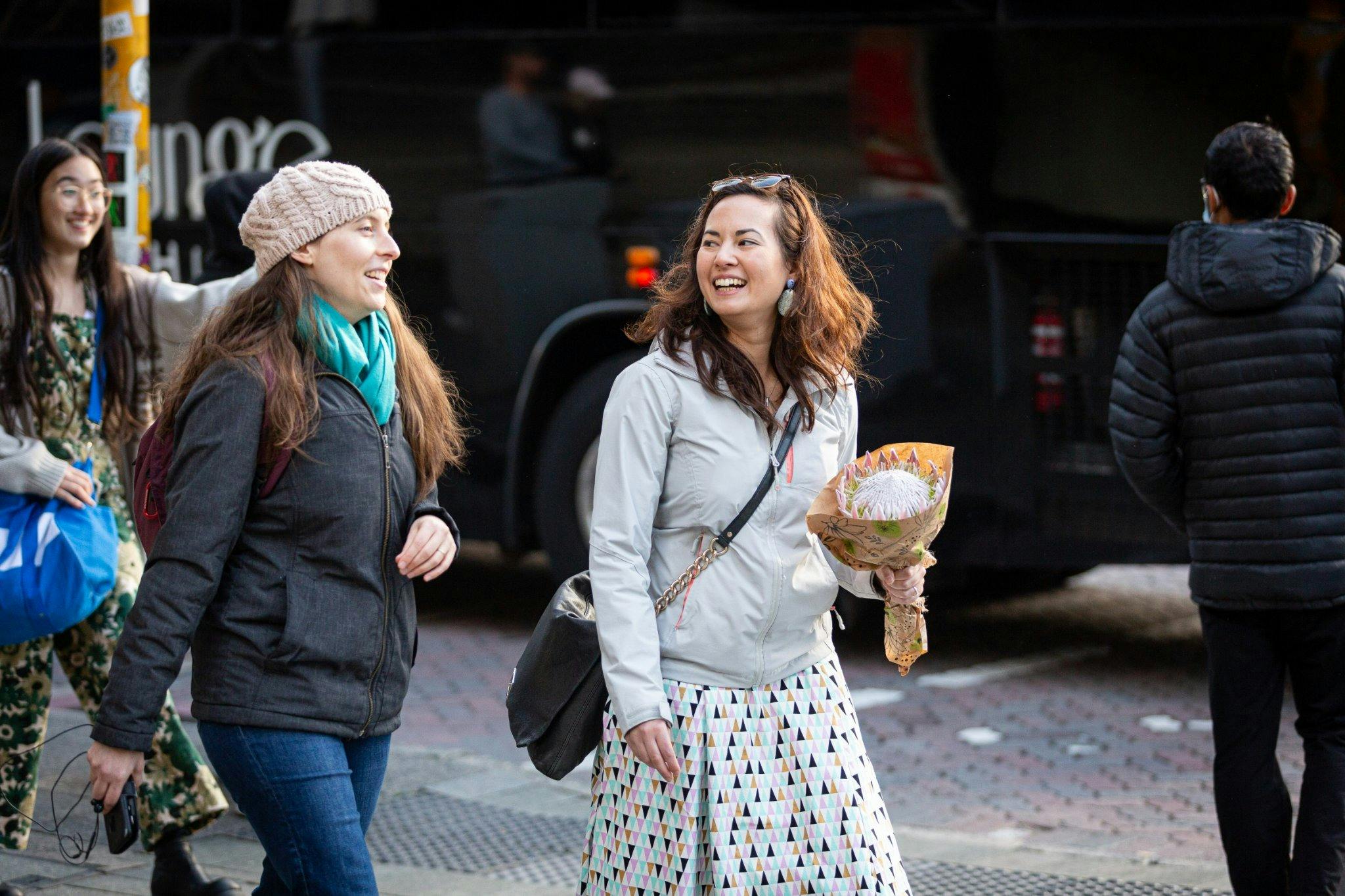 two women walking on Perth city streets