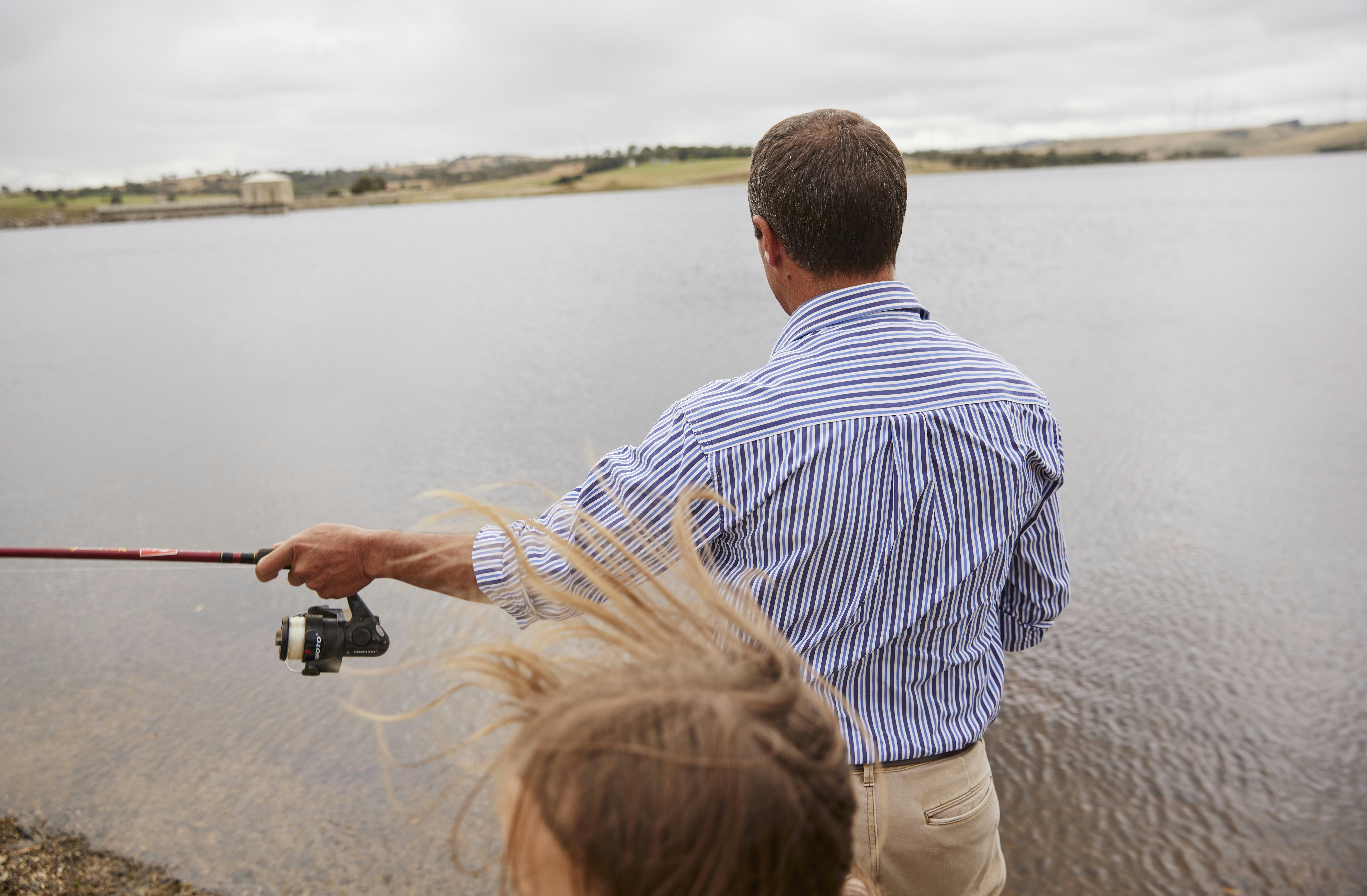 Male fishing at Pejar Dam