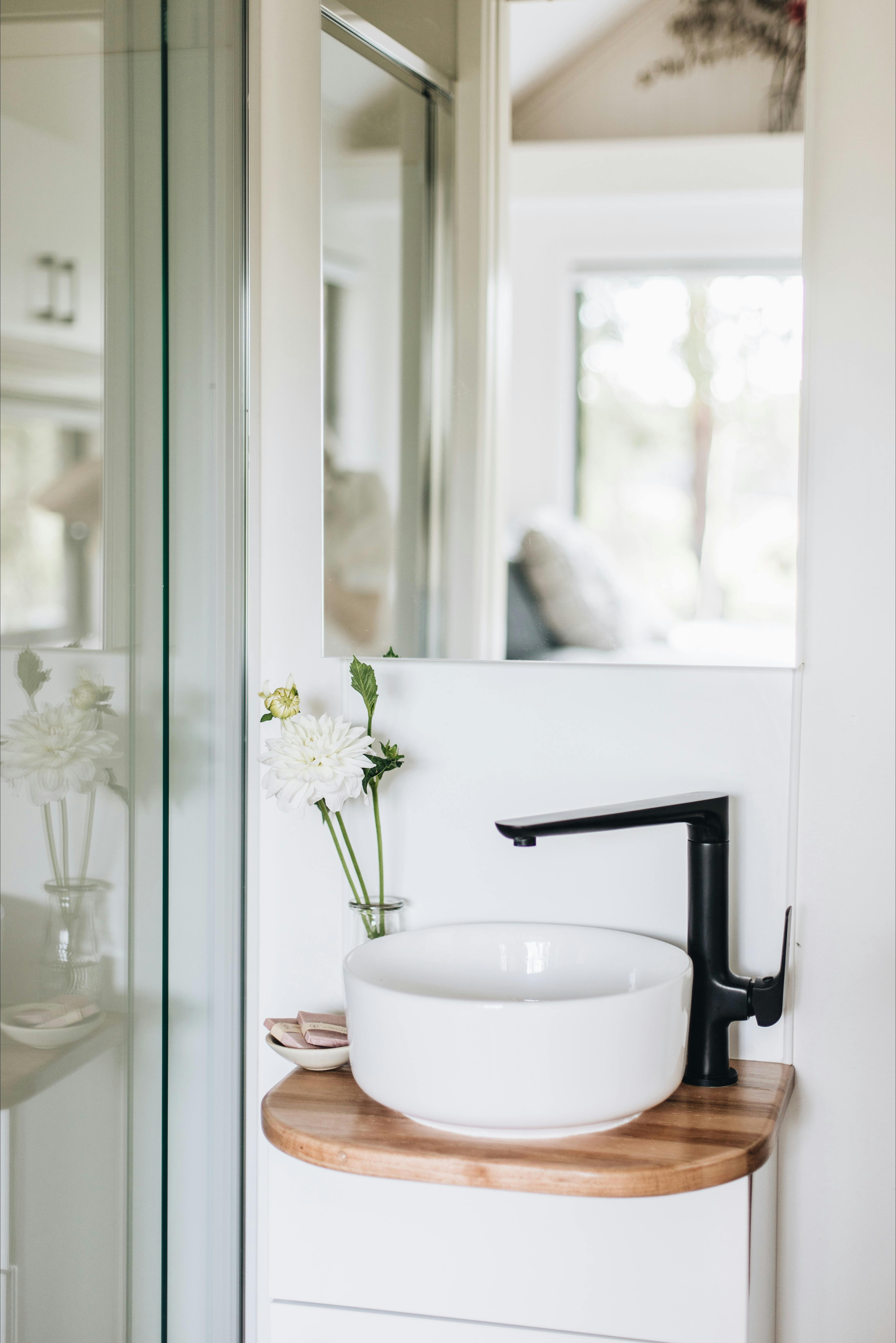 Bathroom sink and shower