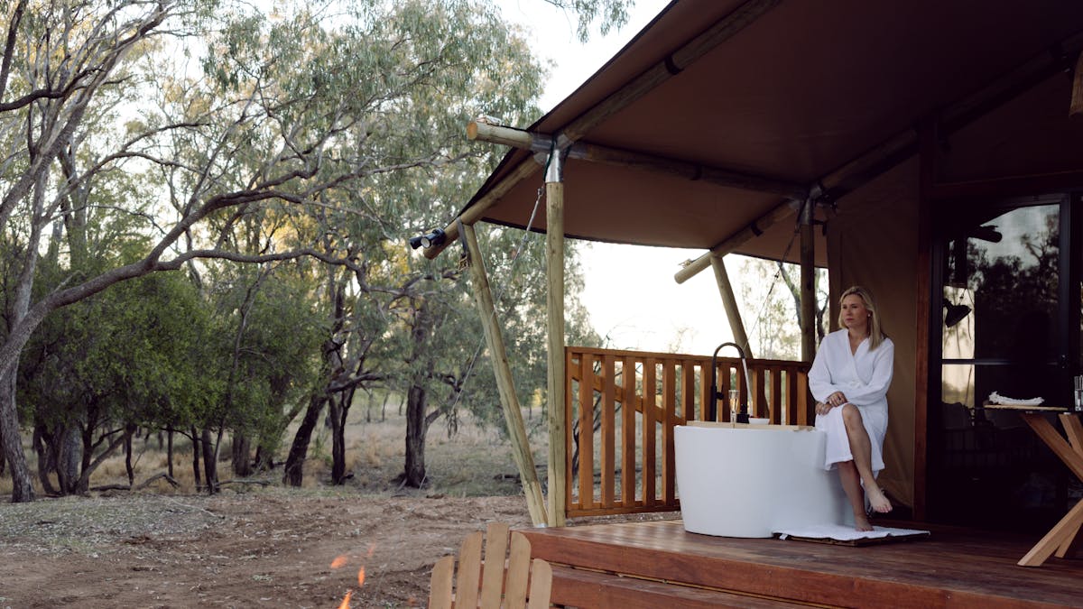 Deck overlooking the Condamine River