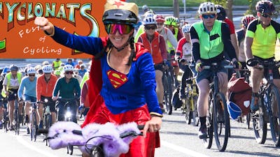 A composite image of Canberra cyclists