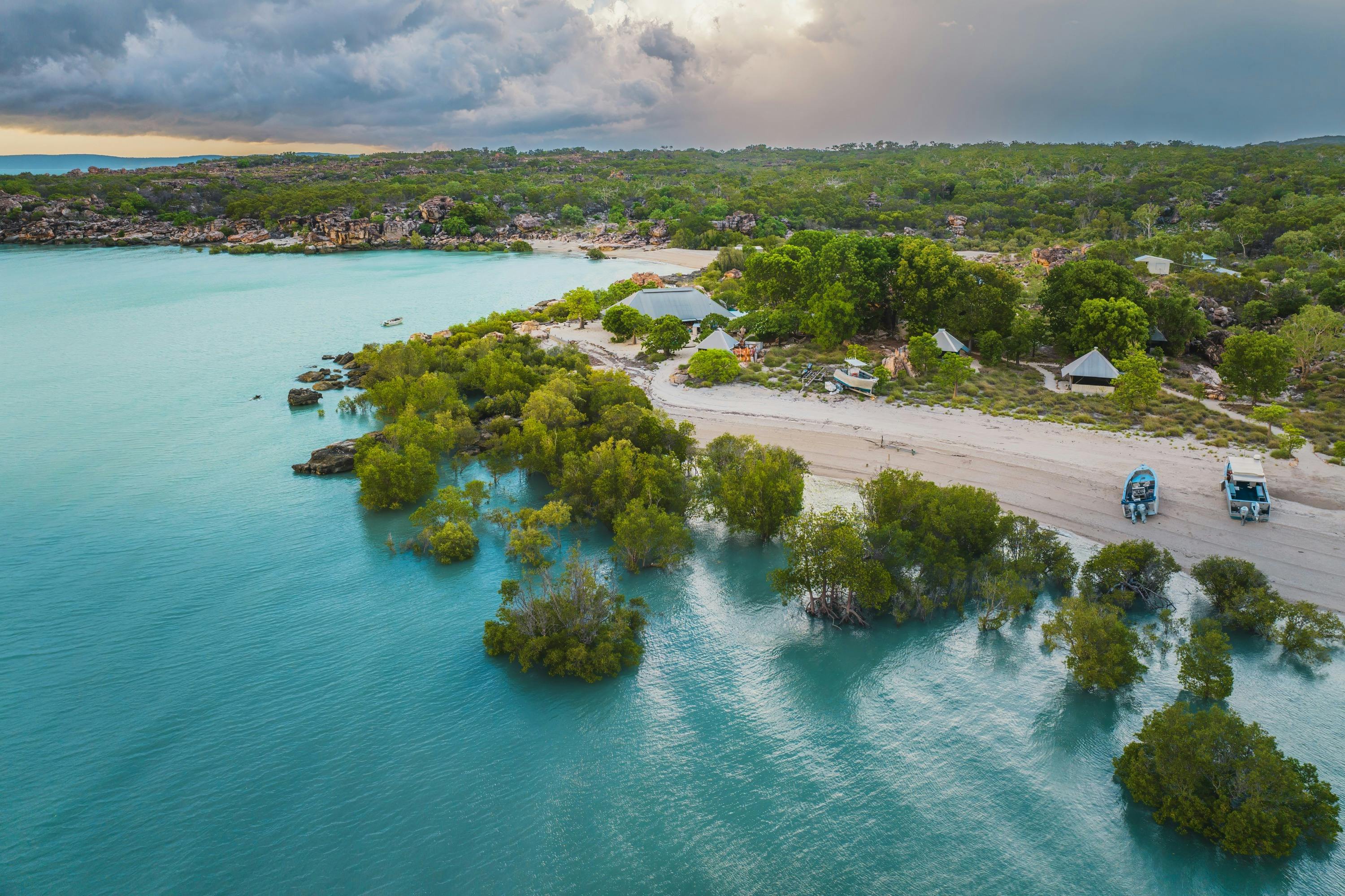 Drone shot of Kimberley Coastal Camp