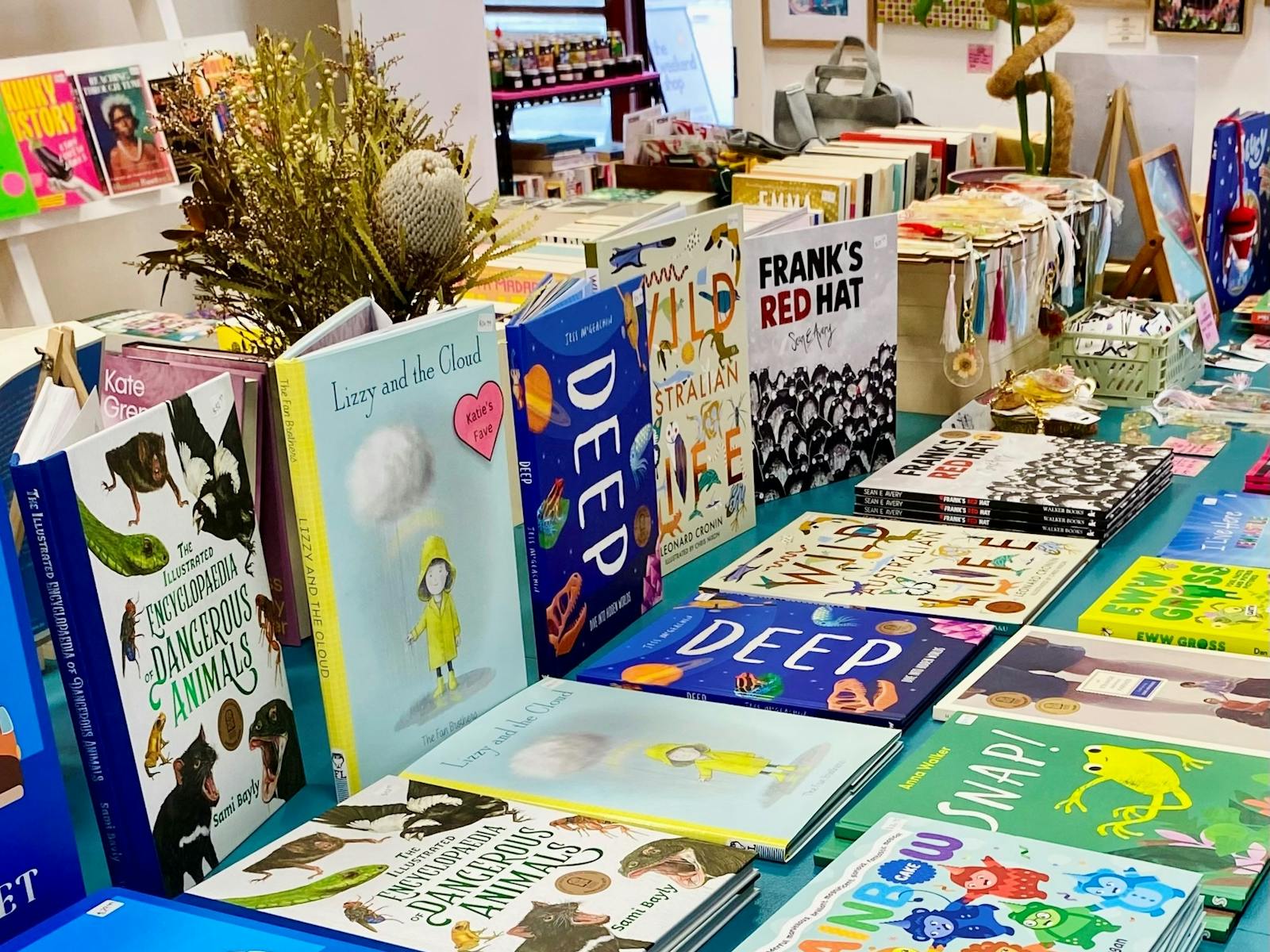 Kids books arranged on a table