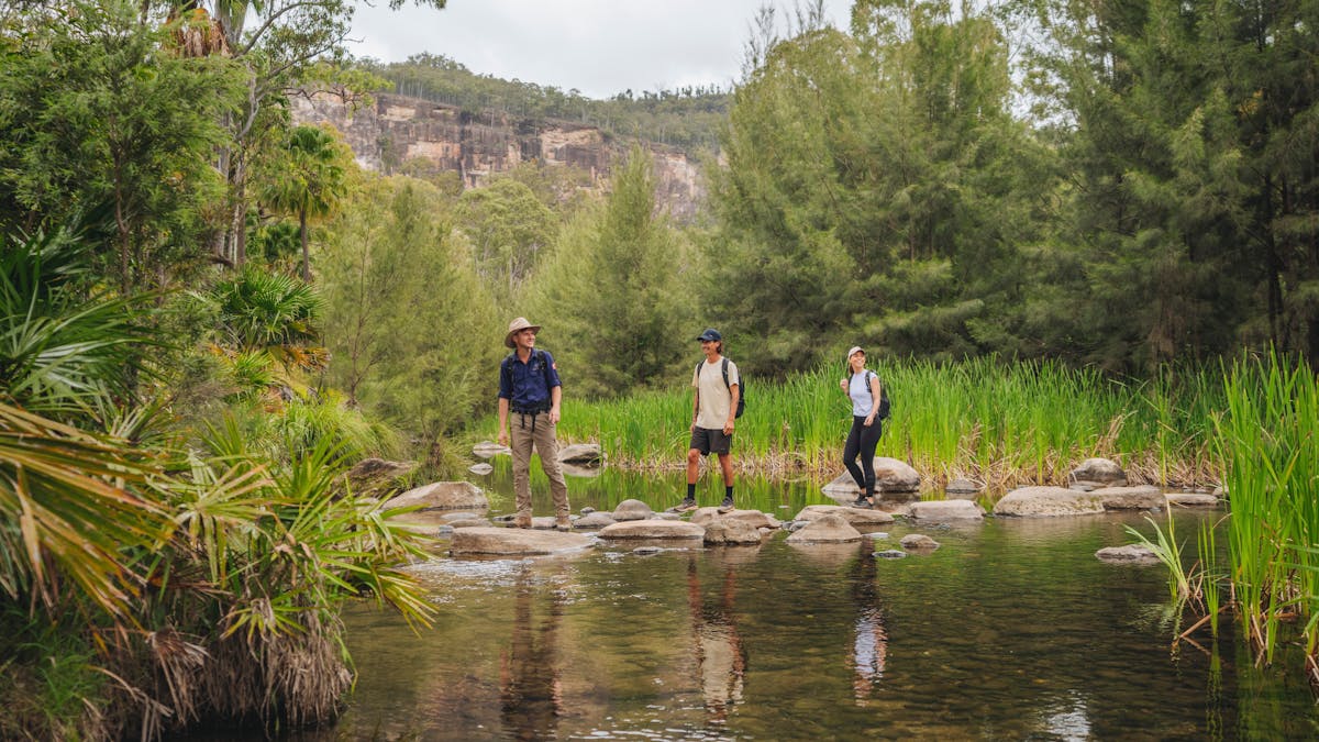 Crossing Carnarvon Creek in Carnarvon Gorge