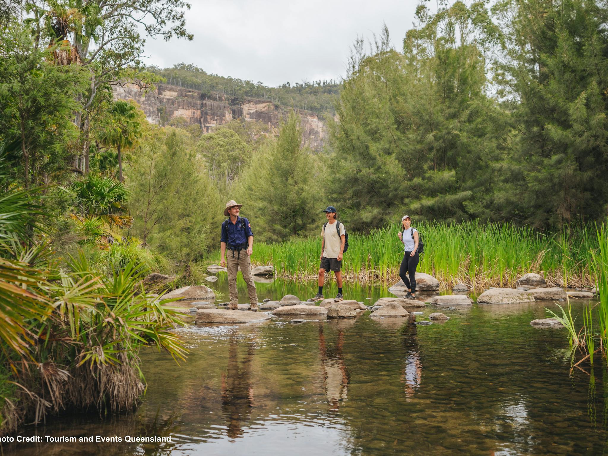 Crossing Carnarvon Creek in Carnarvon Gorge