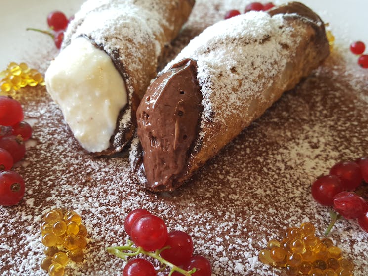 Cannoli filled with our Belgian Chocolate Mousse