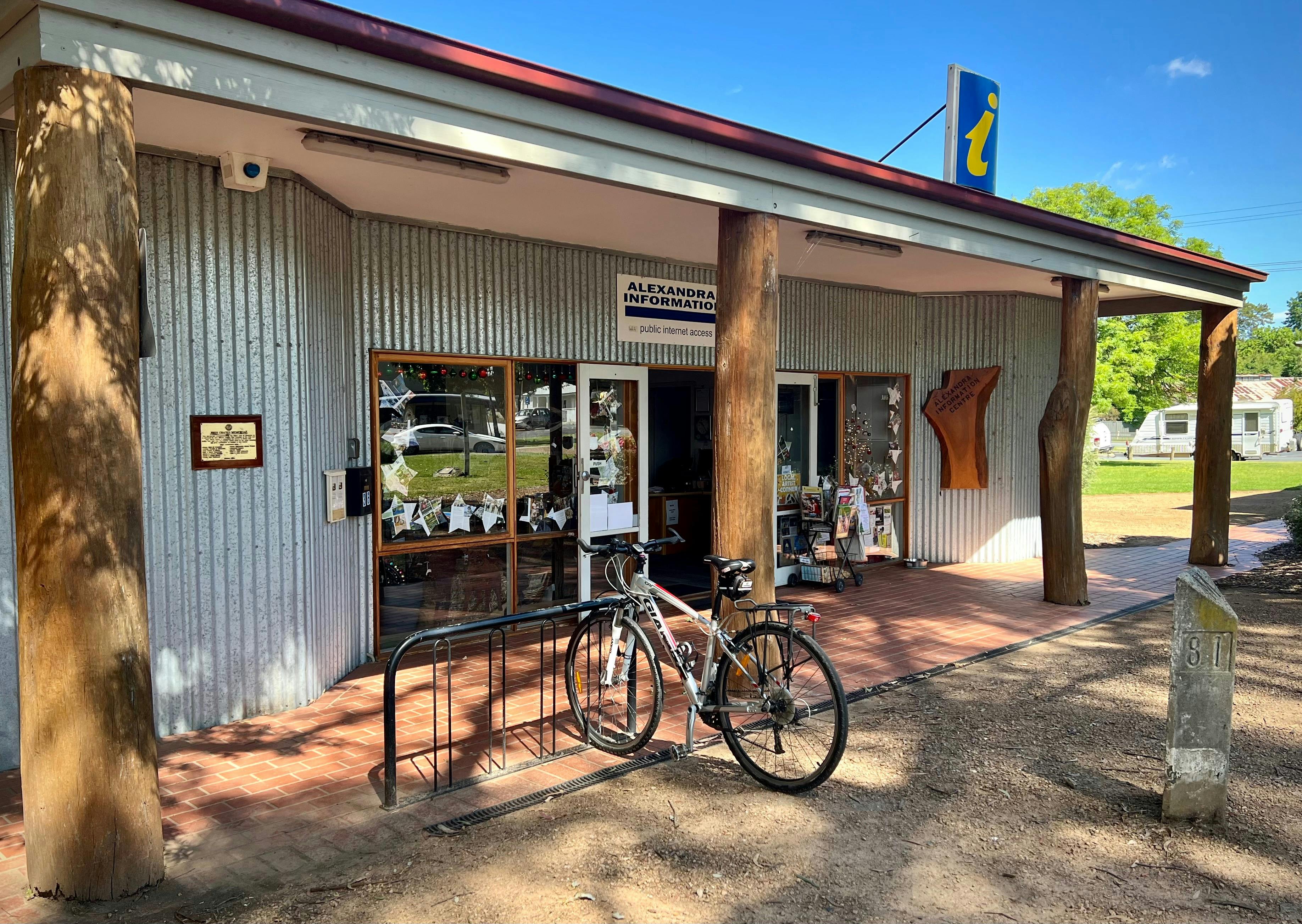 Photo of bike outside Alexandra Information Centre
