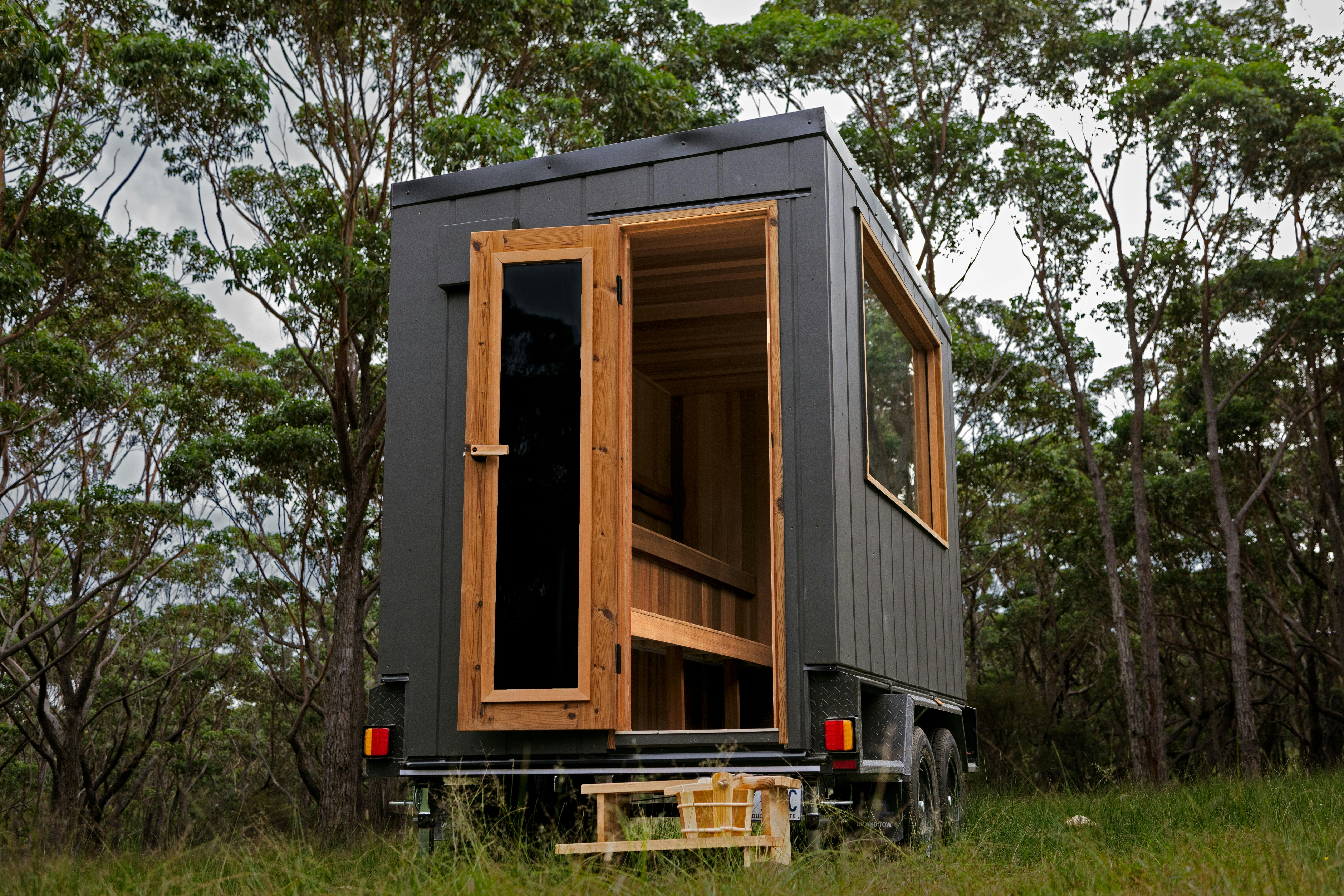Front view of sauna