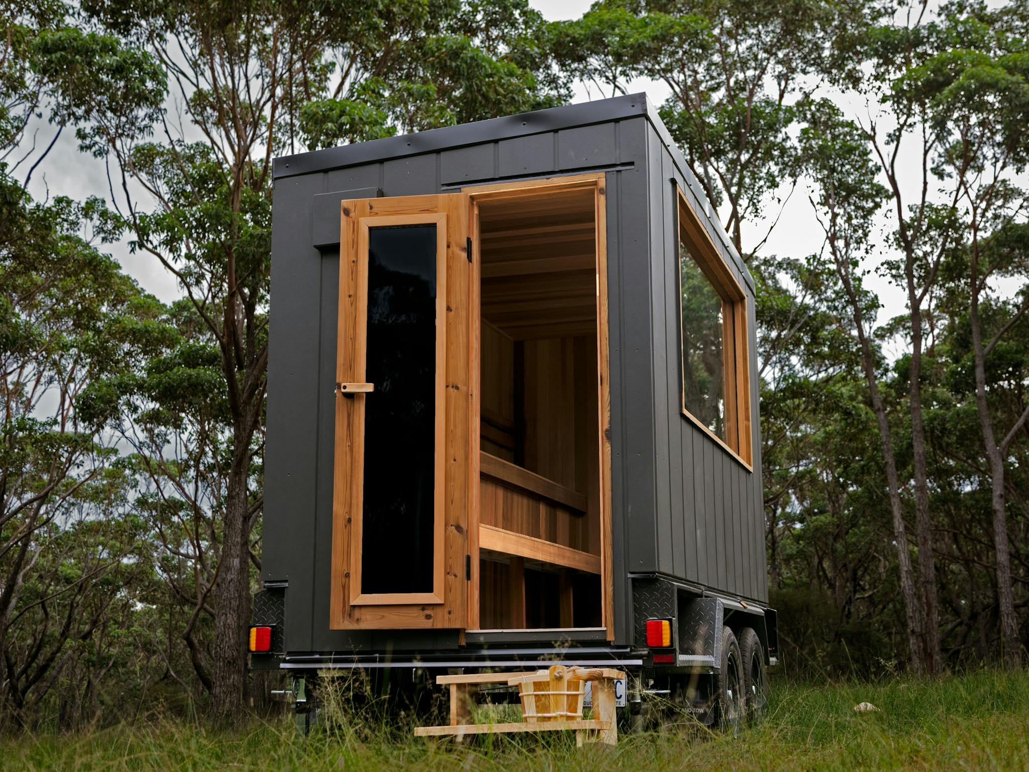 Front view of sauna