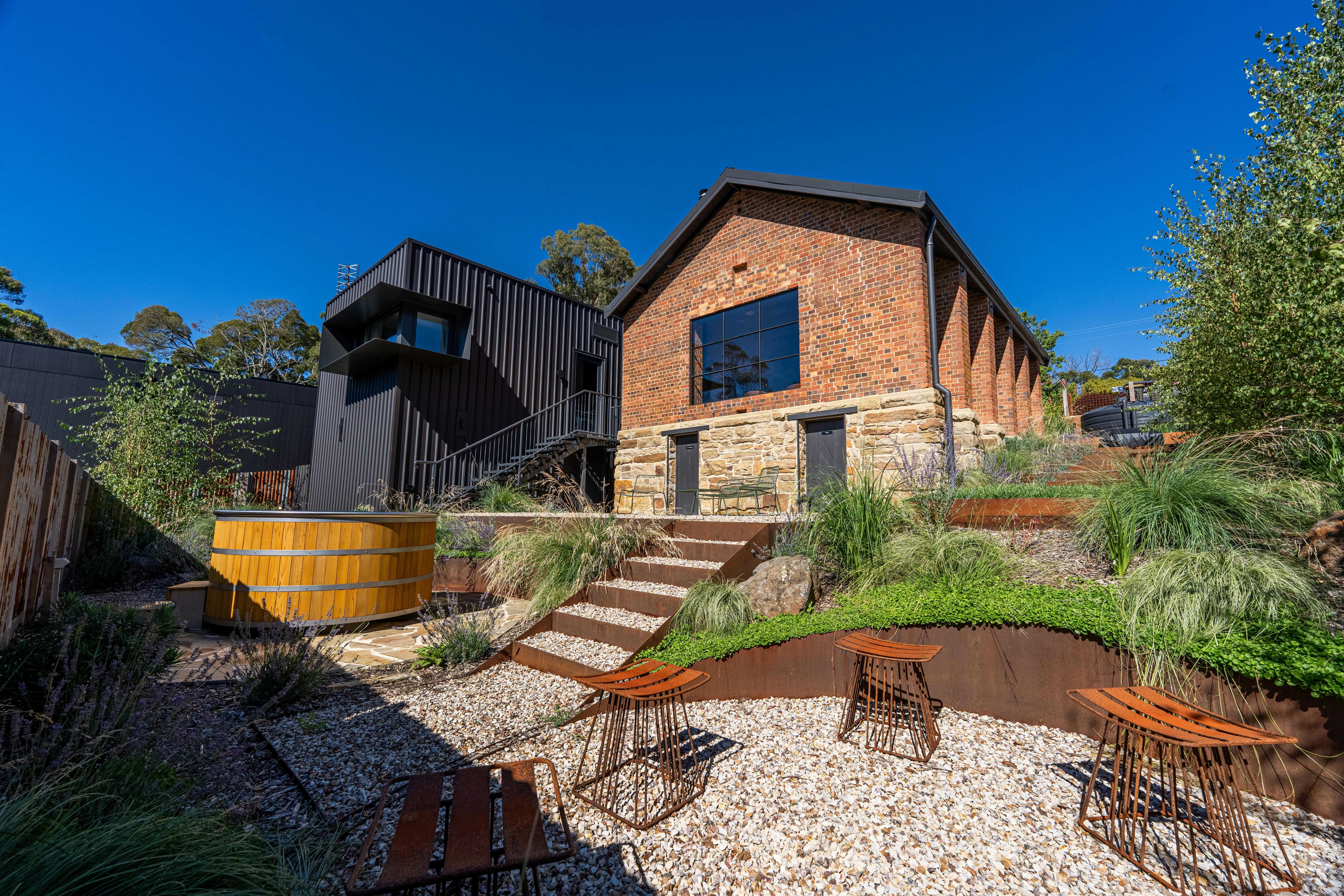 Logue's layered backyard and spa