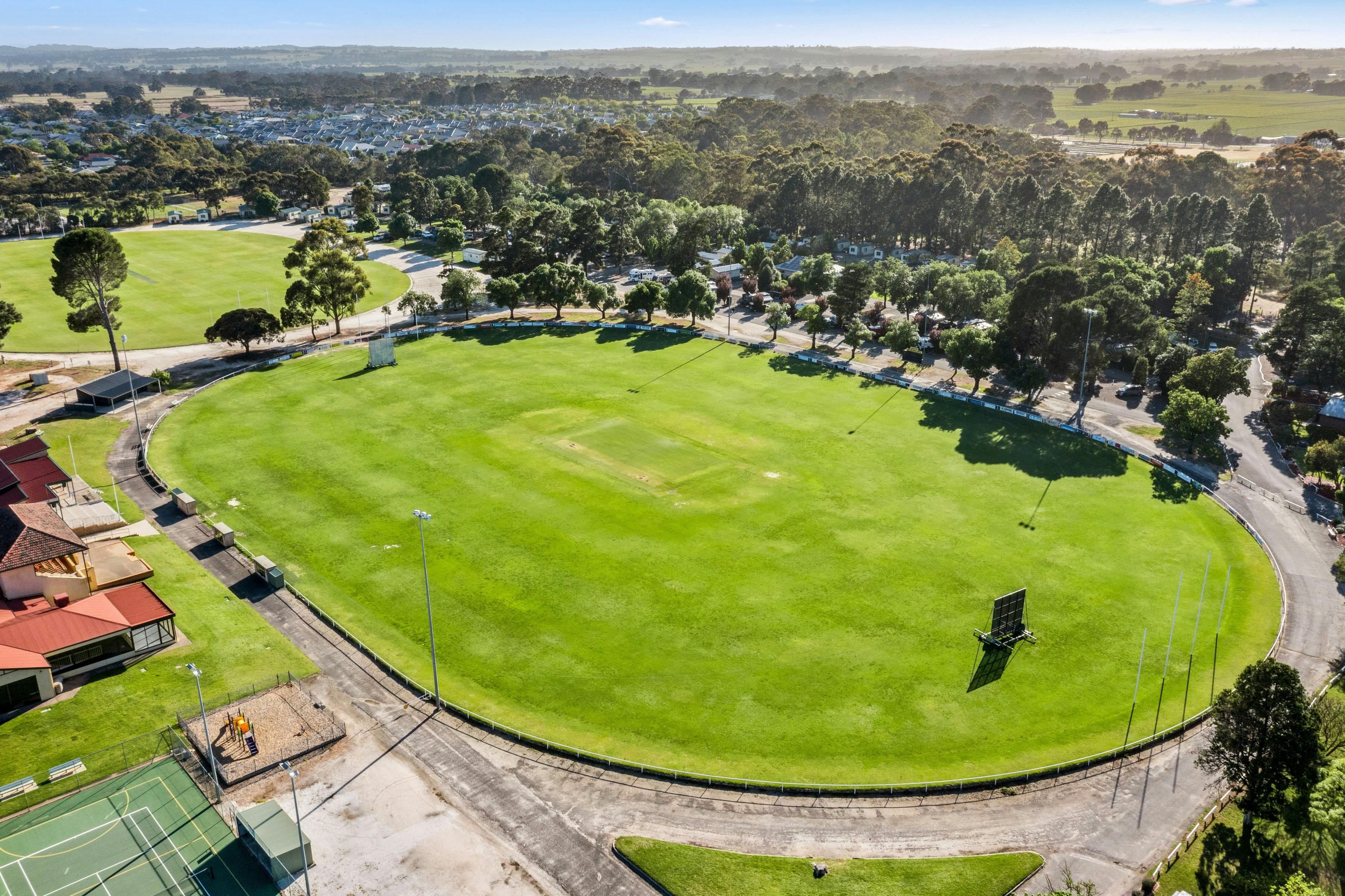 Birds eye view of main town oval
