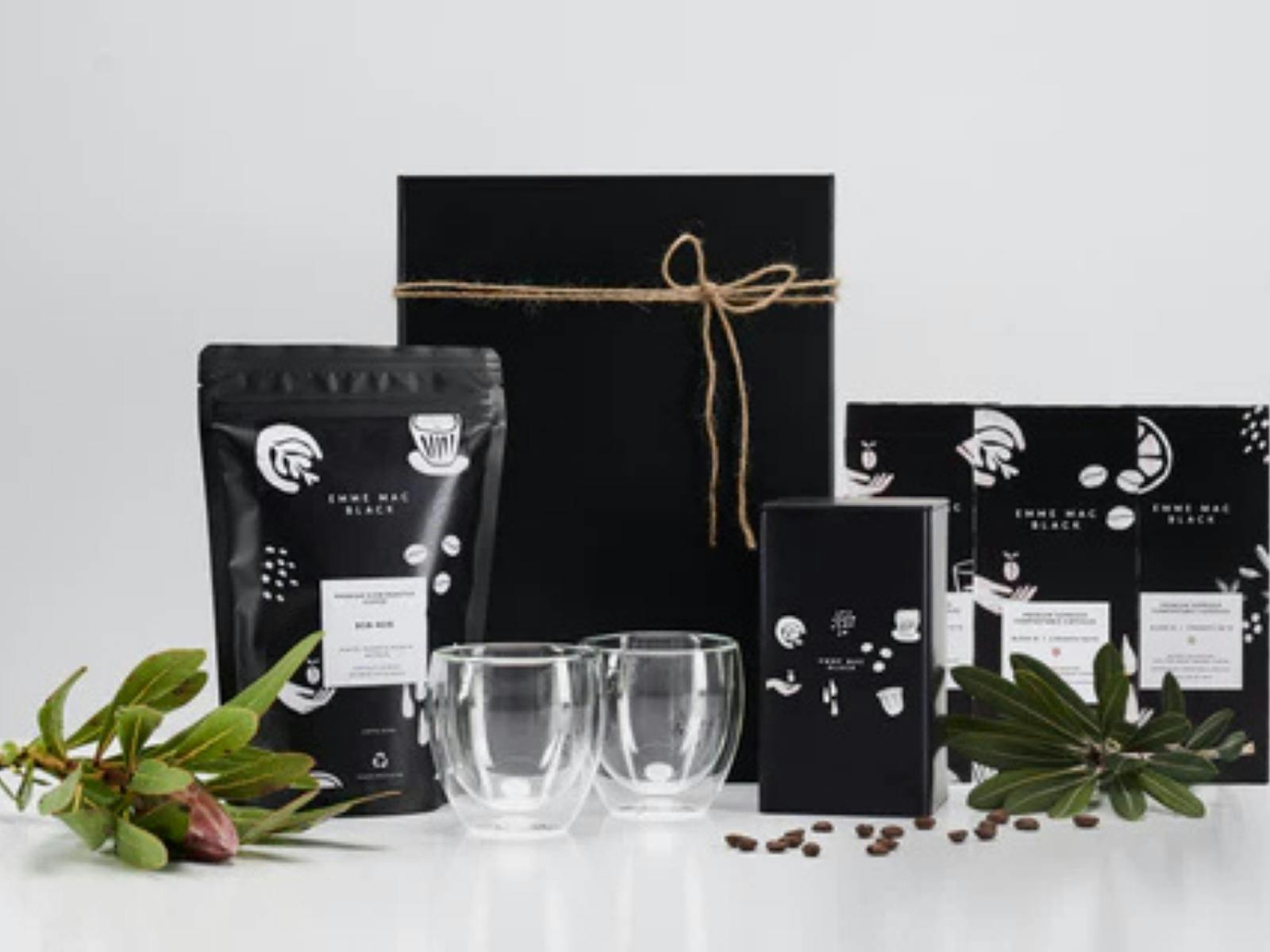 Black and white packaged coffee goods