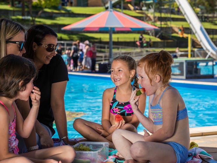 Family at Lake Talbot swimming Complex