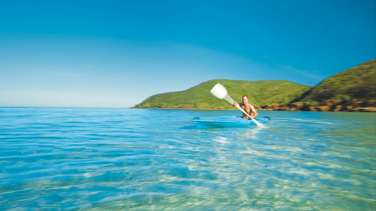 Kayaking along Basil Bay on Keswick Island