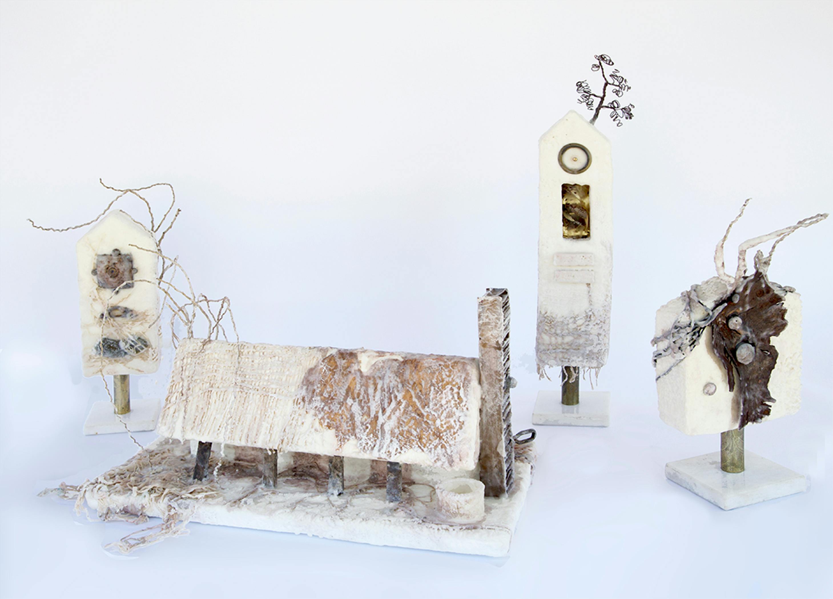 Encaustic mixed media sculpture by lyne Marshall