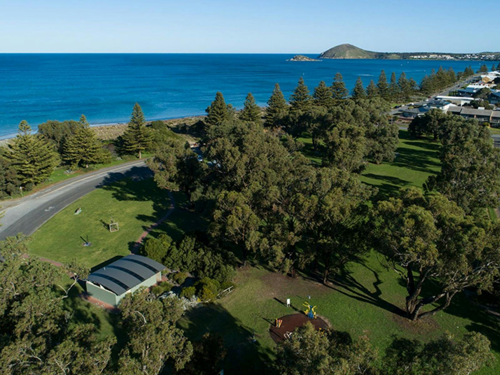 Ariel view of reserve and sea