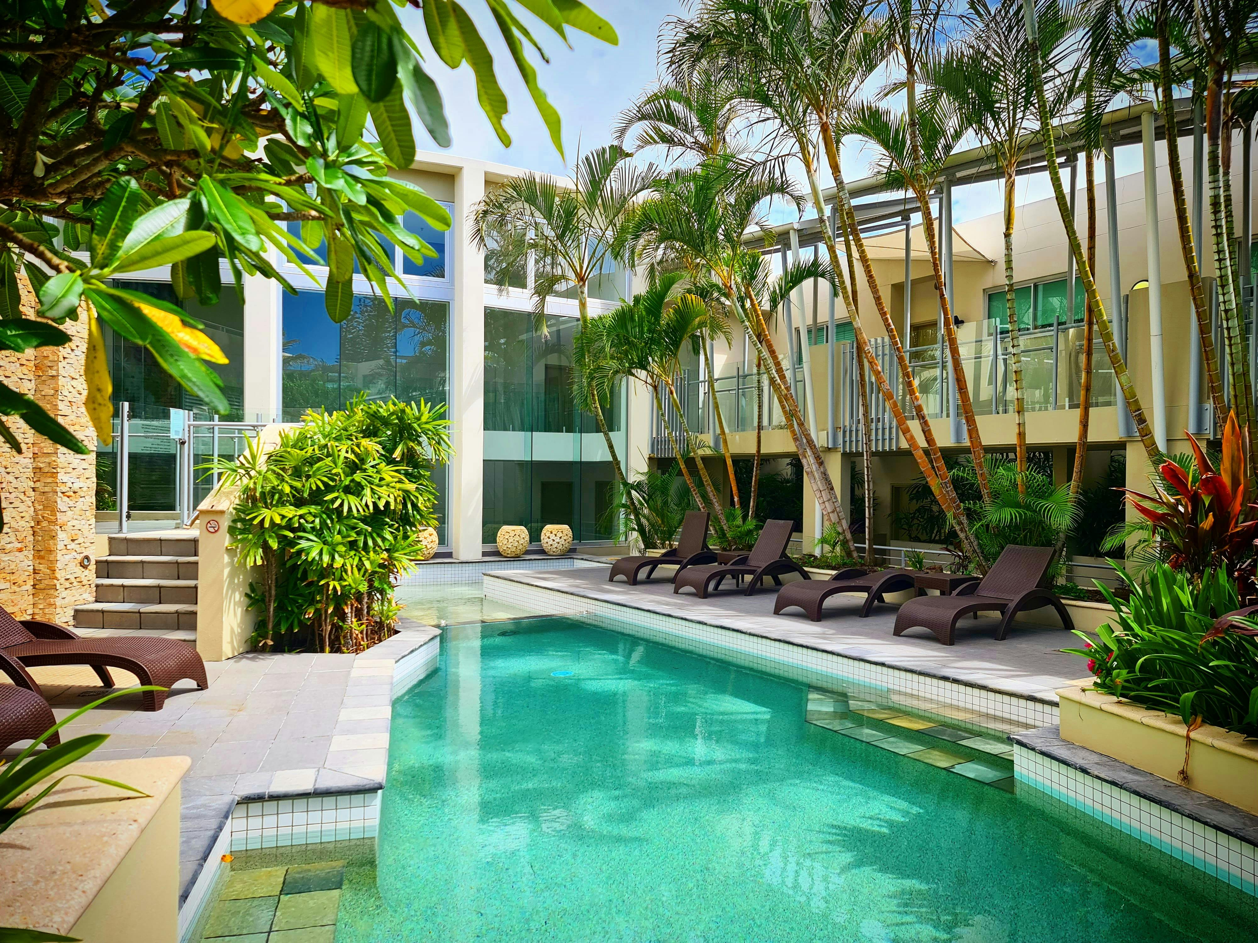 Swim all year round in the heated pool