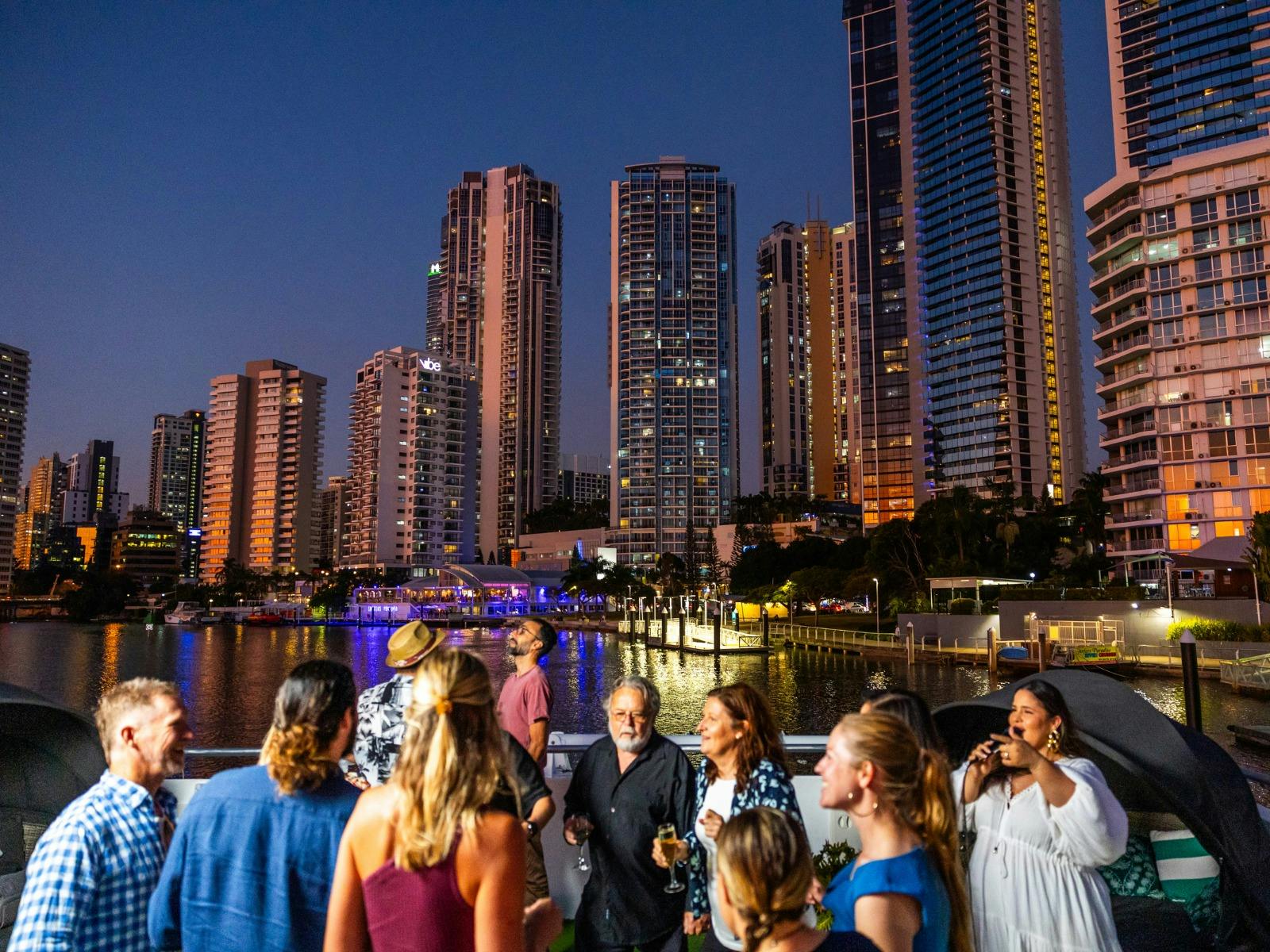 Sea World Cruises, Gold Coast, offers enclosed indoor and open-air rooftop dining.