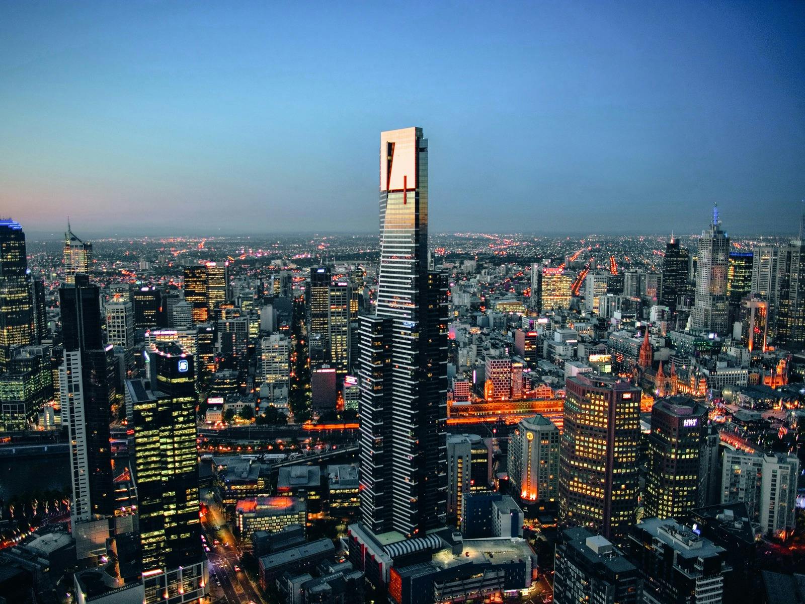 Eureka tower against Melbourne Skyline