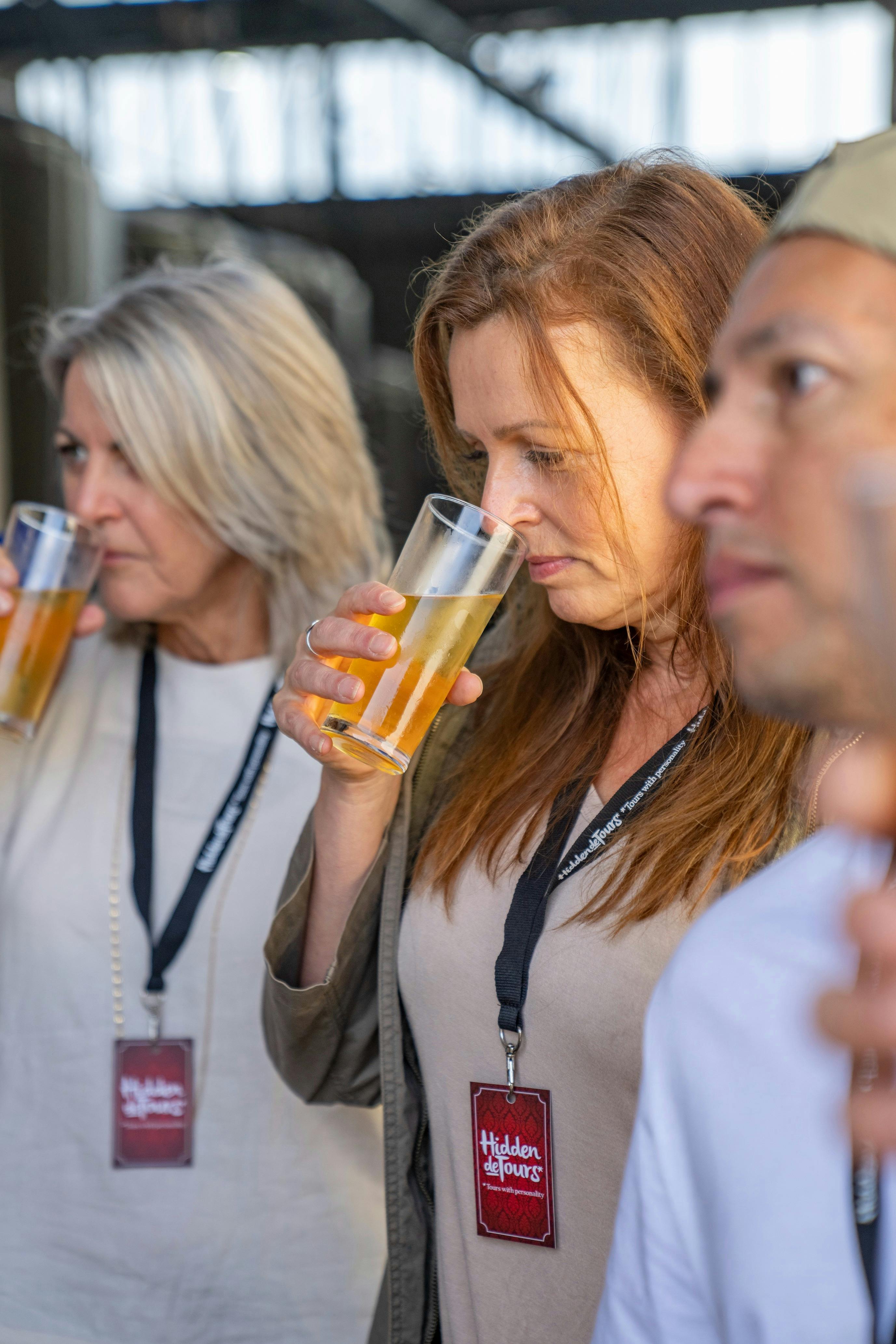 Guests smelling fresh beer