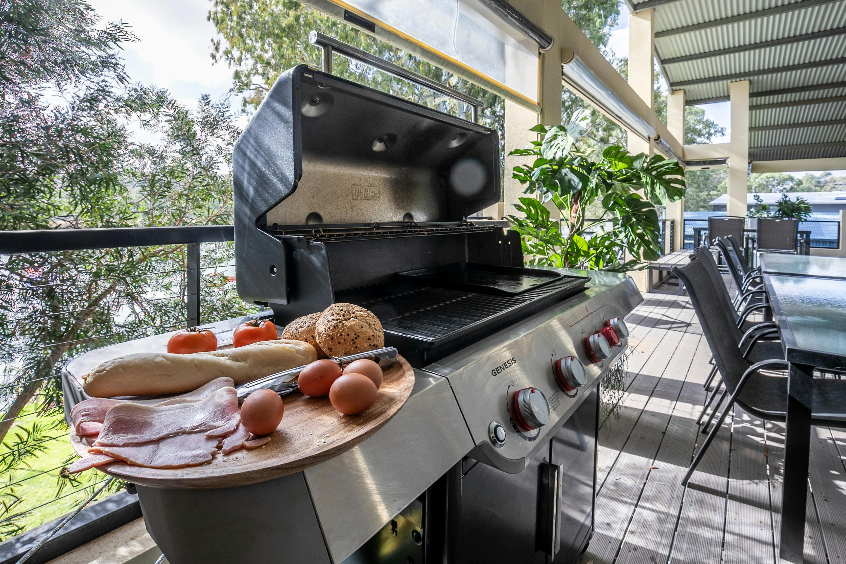 Hooded BBQ overlooking the river