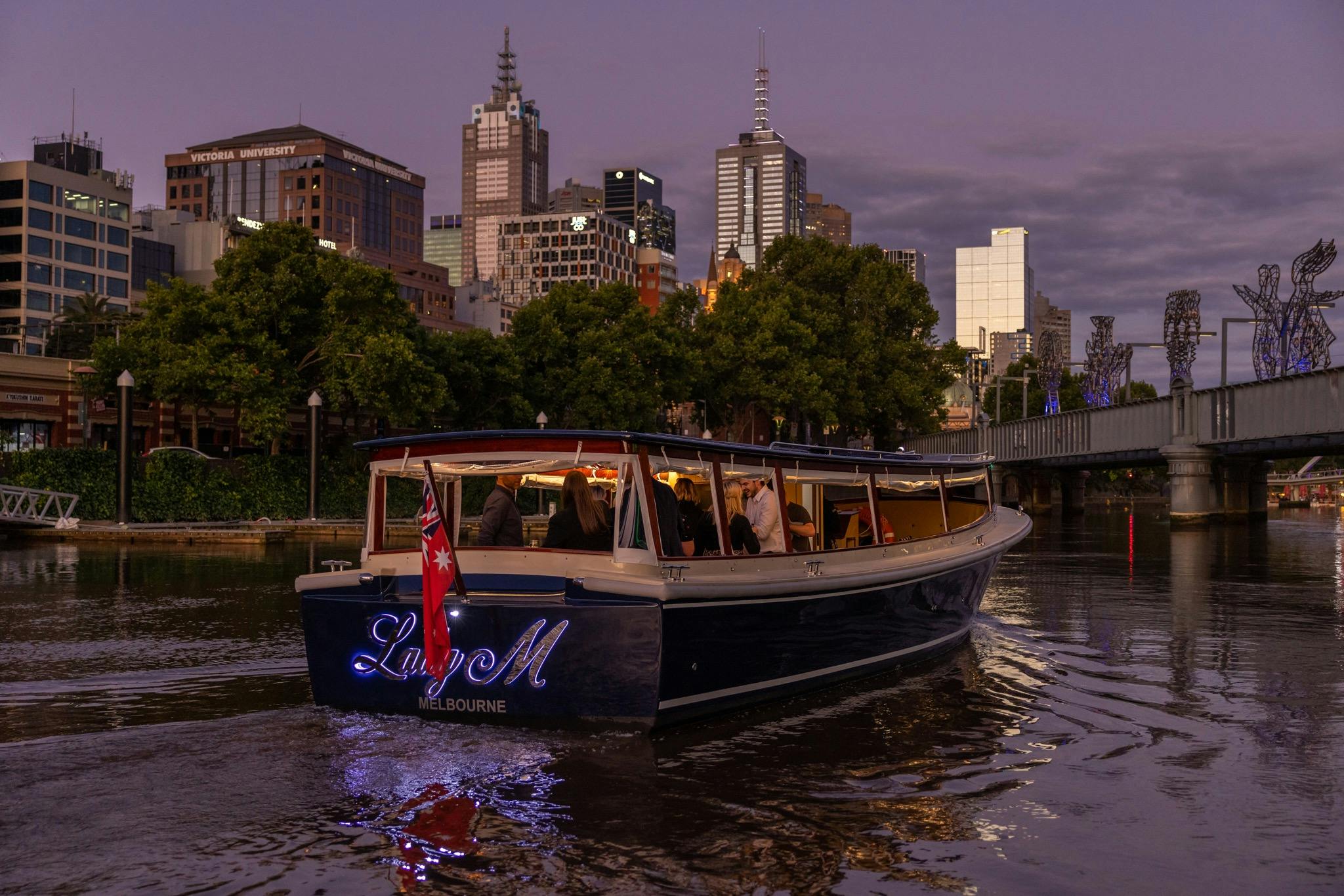 City lights igniting on the Yarra River