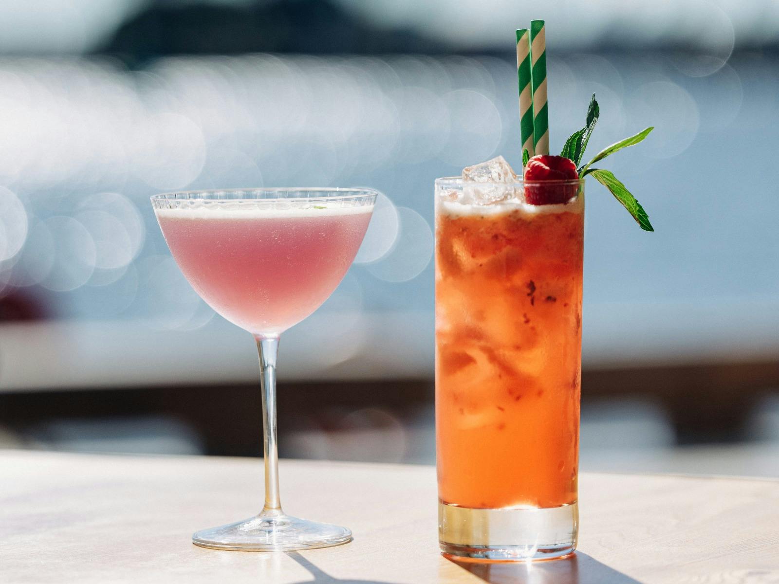 Vibrant Cocktails with Harbour in the Background