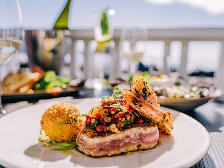 Surf and turf meal from Latitude 30 restaurant in Coffs Harbour