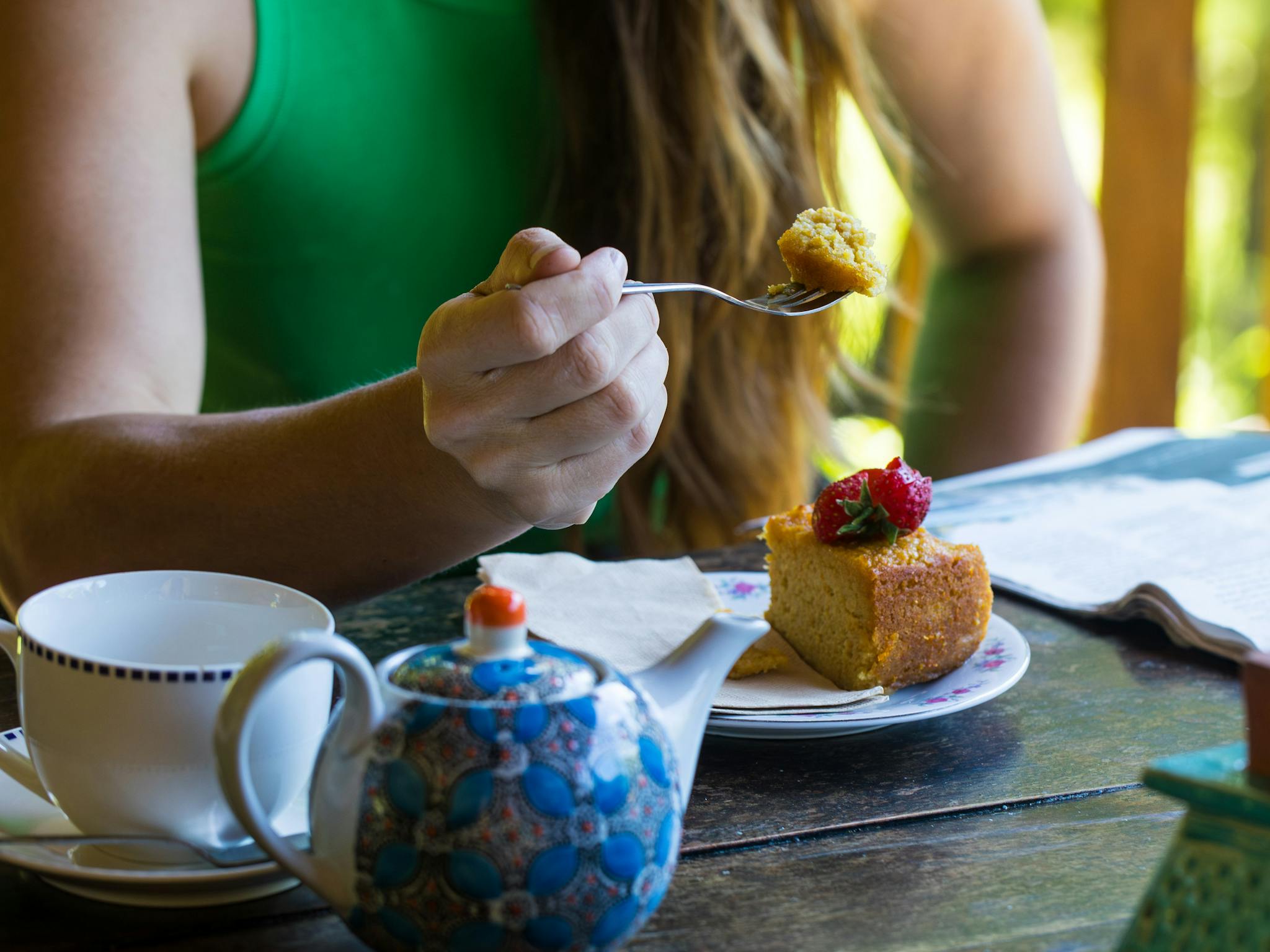 Tea and cake enjoying the stunning views from the verandah