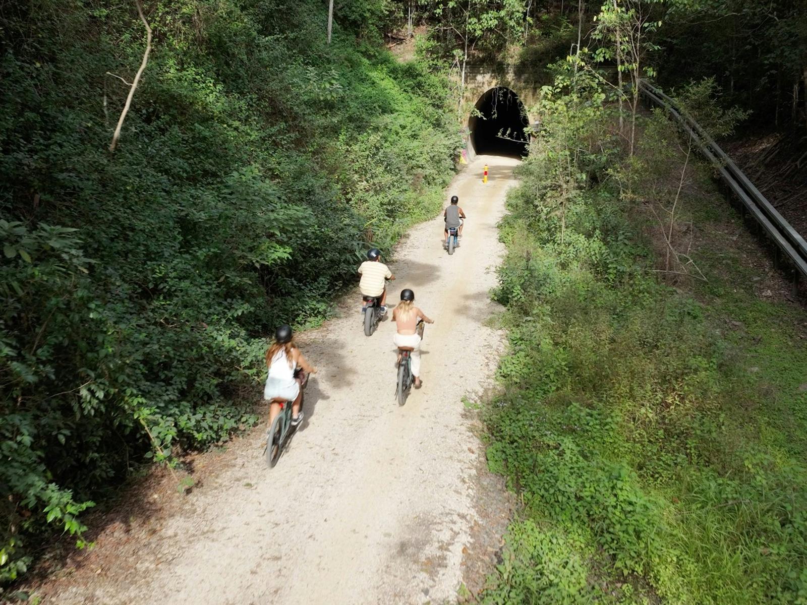 Freedom Machine Murwillumbah electric hire bikes on the Northern Rivers Rail Trail.