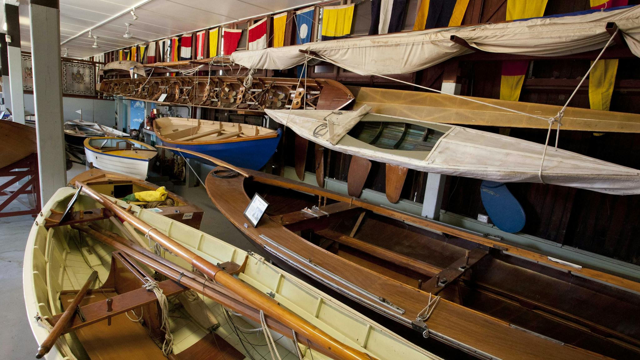 Display of small boats at the Maritime Museum