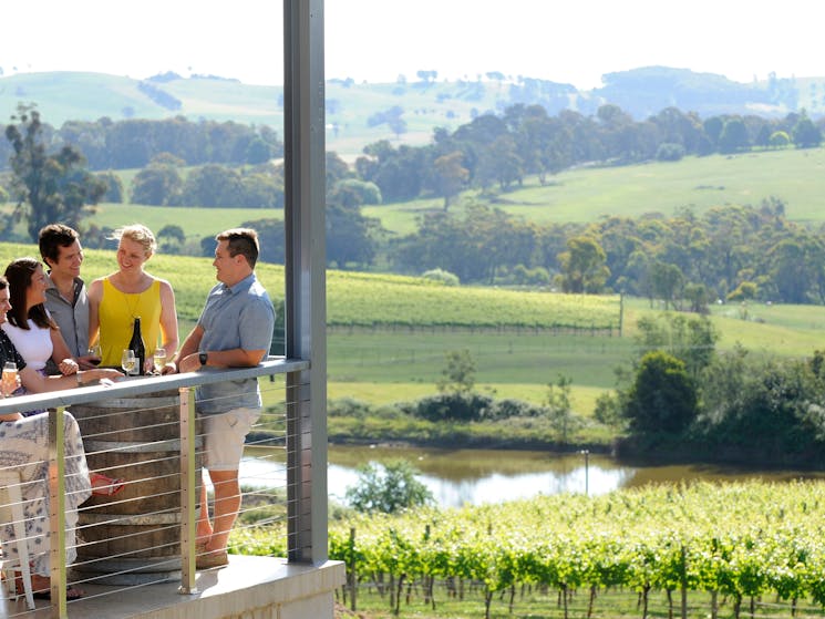 Friends relaxing on the verandah at Courabyra Wines