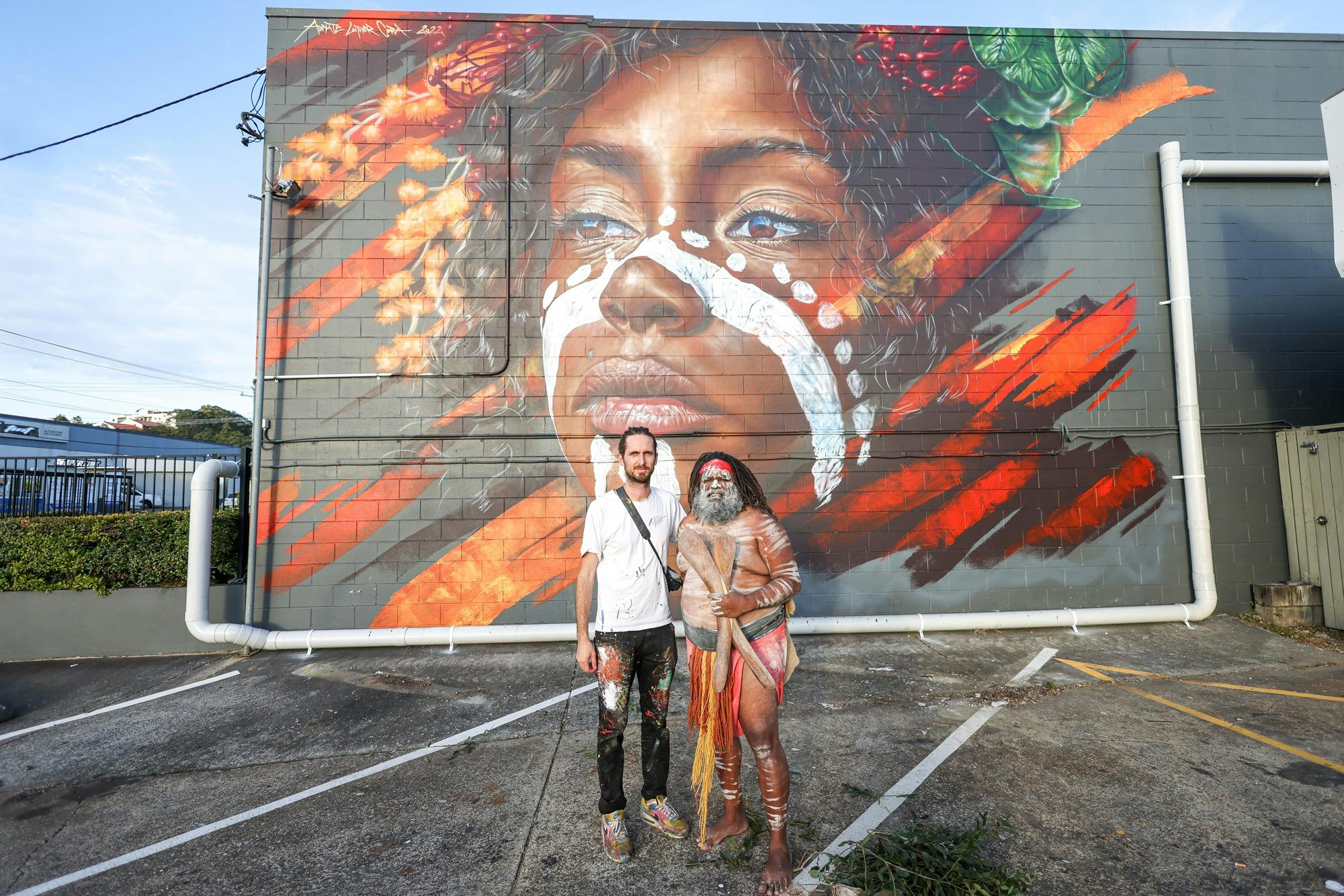 Mural painted by Adnate in collaboration with Luther Cora, a Yugambeh photographer.