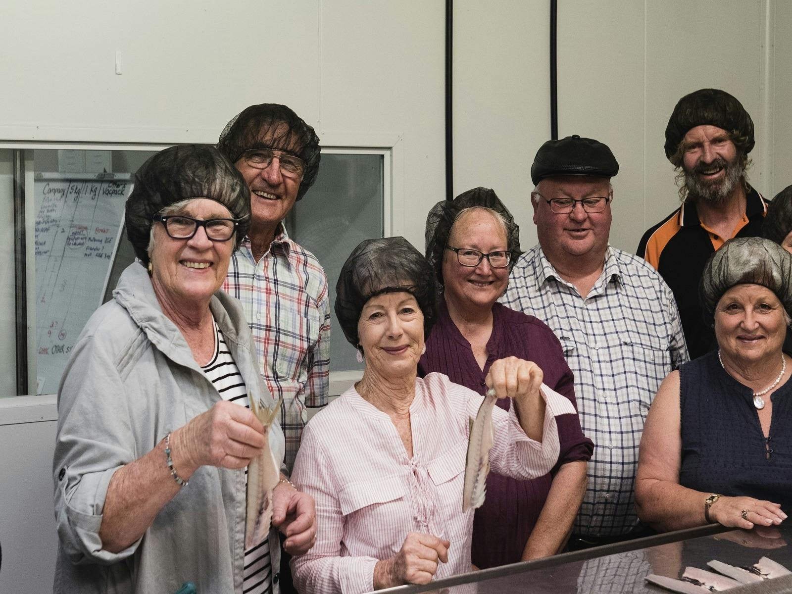 A tour group in the Coorong Wild Seafood factory