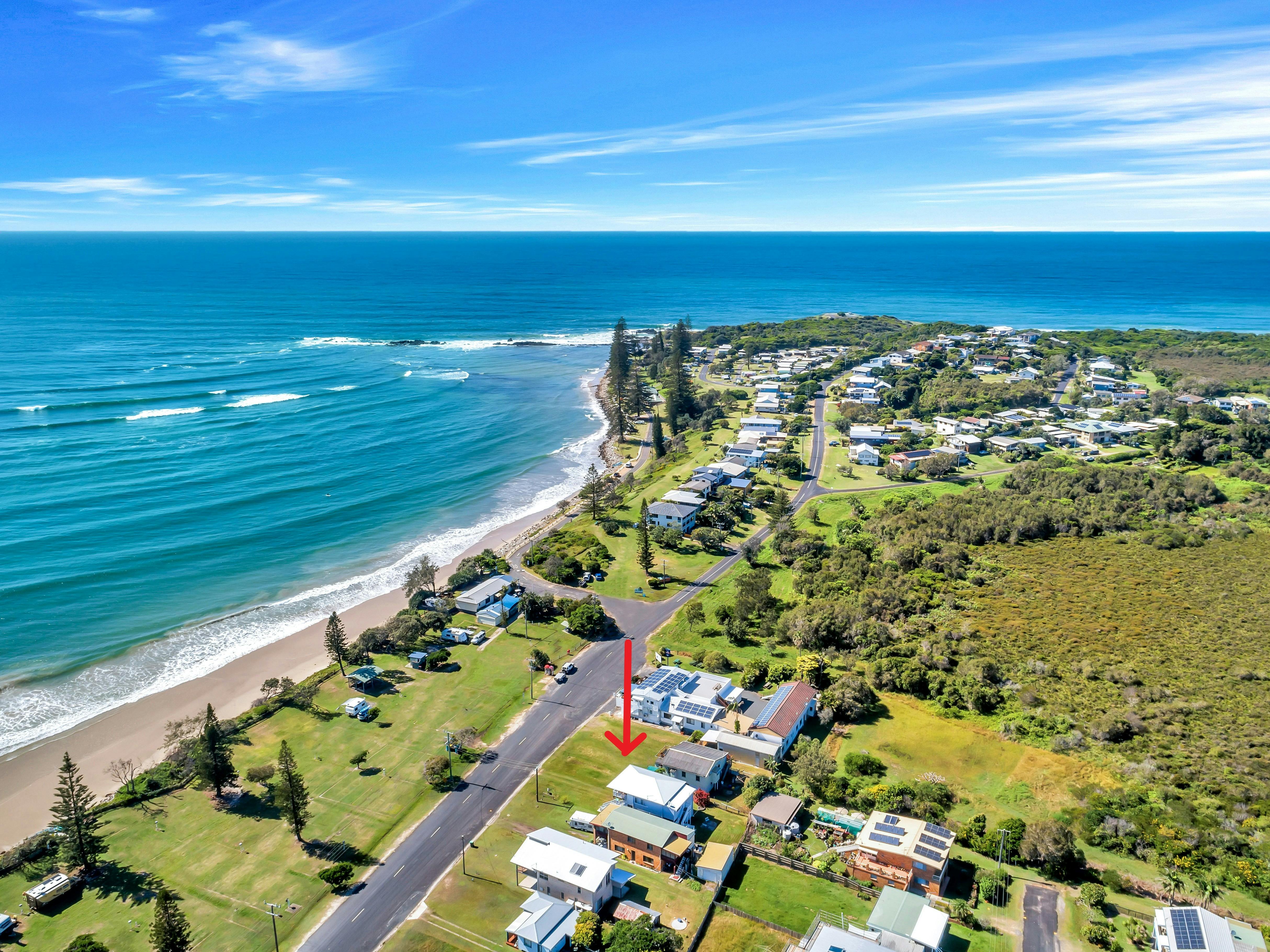 Aerial view of Burugar Beach House.