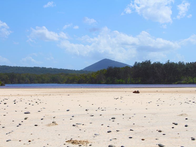 View across Lake Arragan’s tributary to the ever present Clarence Peak.