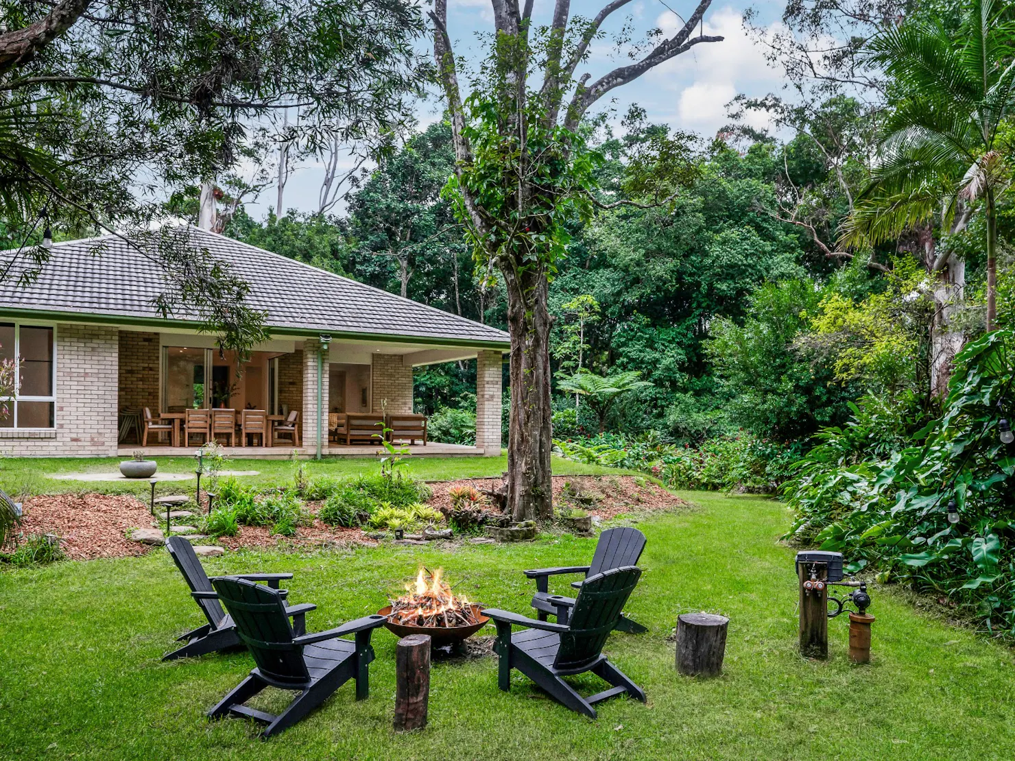 Outdoor firepit for evening fires and stargazing