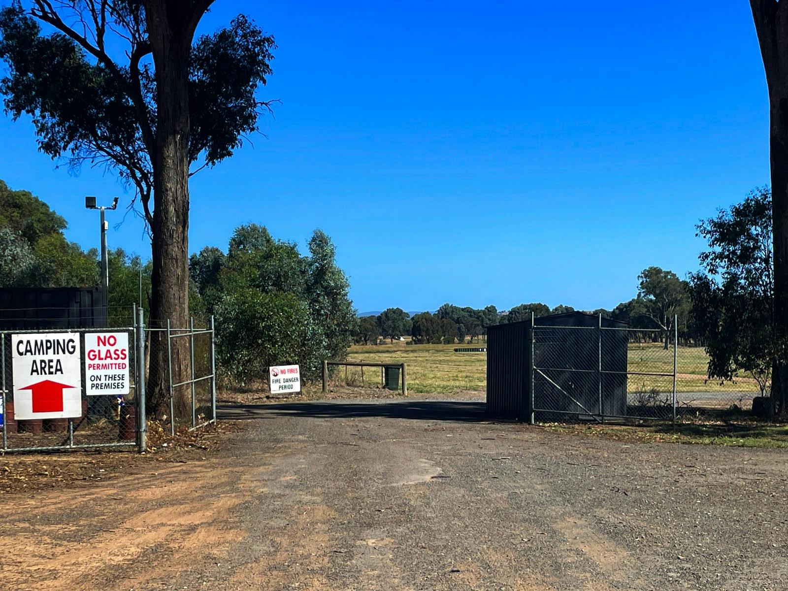 Photo of gates open to the campground