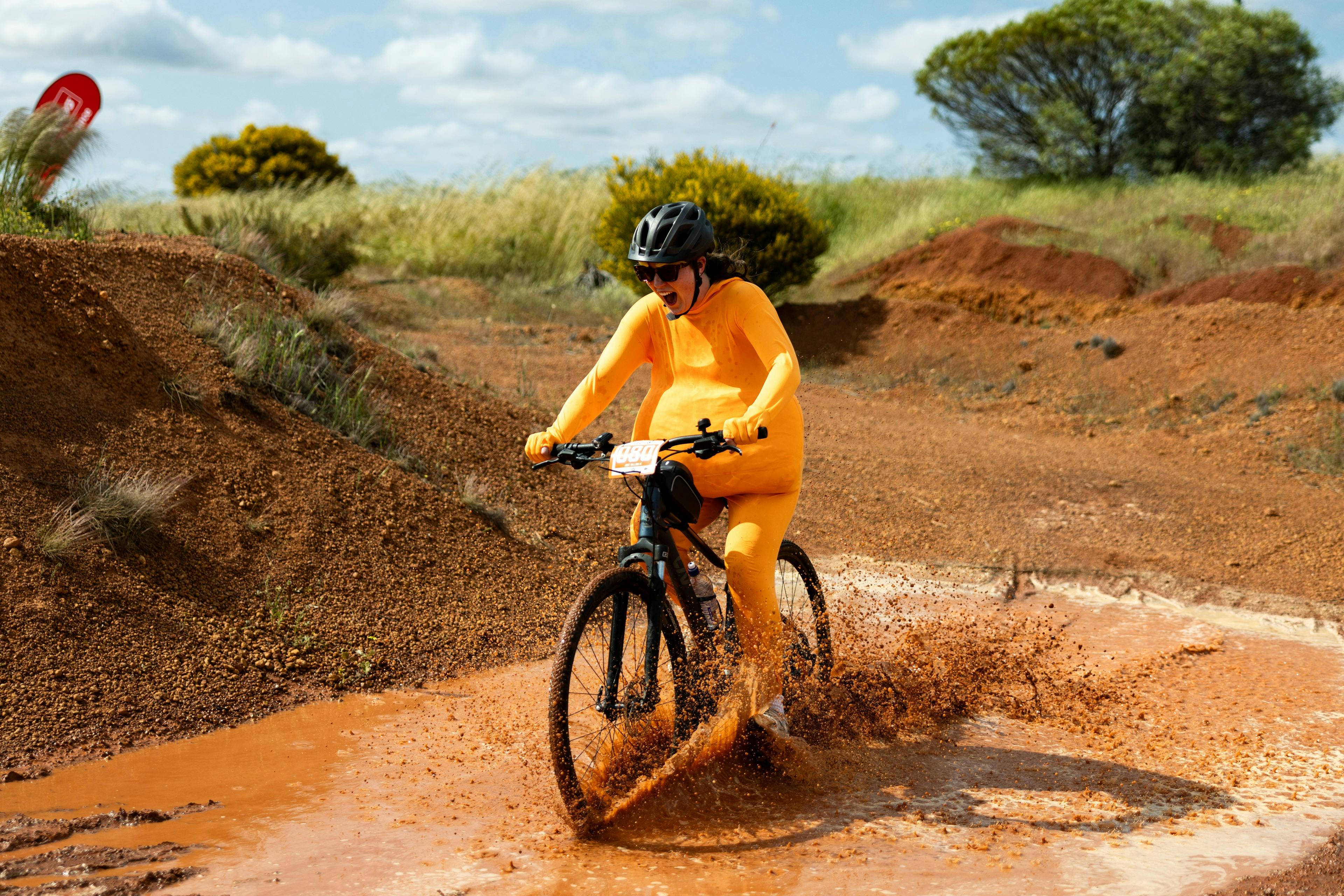 A Lomax negotiates the 12km Just Ballidu It novelty ride mud pit