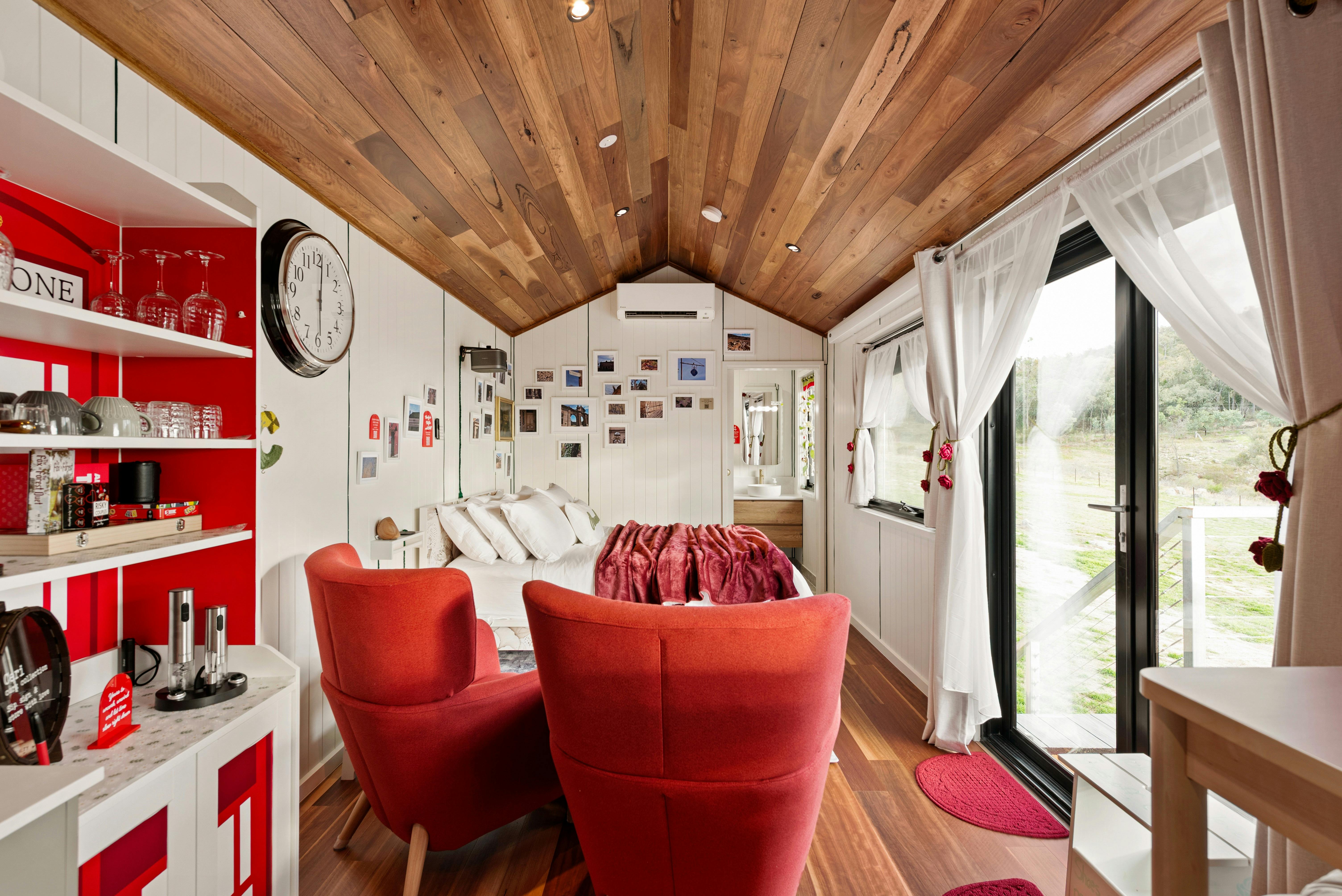 Interior image of living space and bed in Ceri