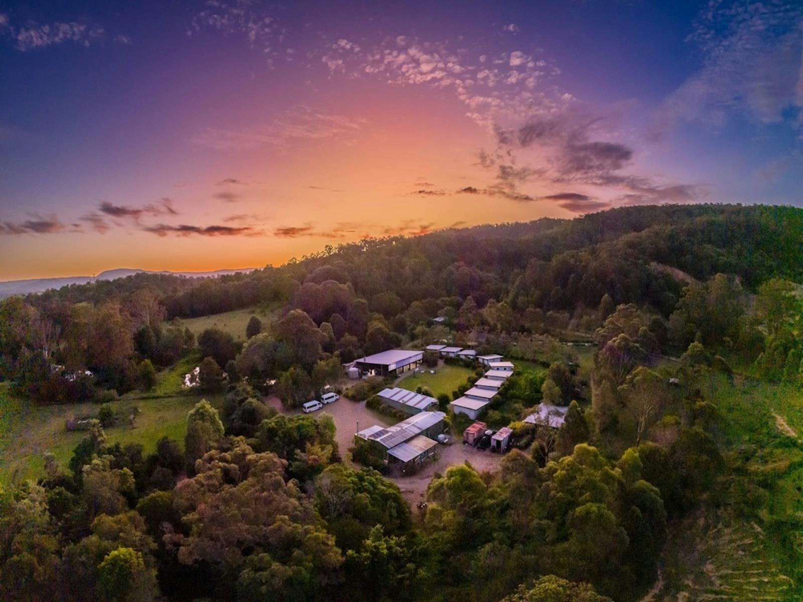 View of entire Training Centre from drone with beautiful sunset View of entire Training Centre from drone with beautiful sunset