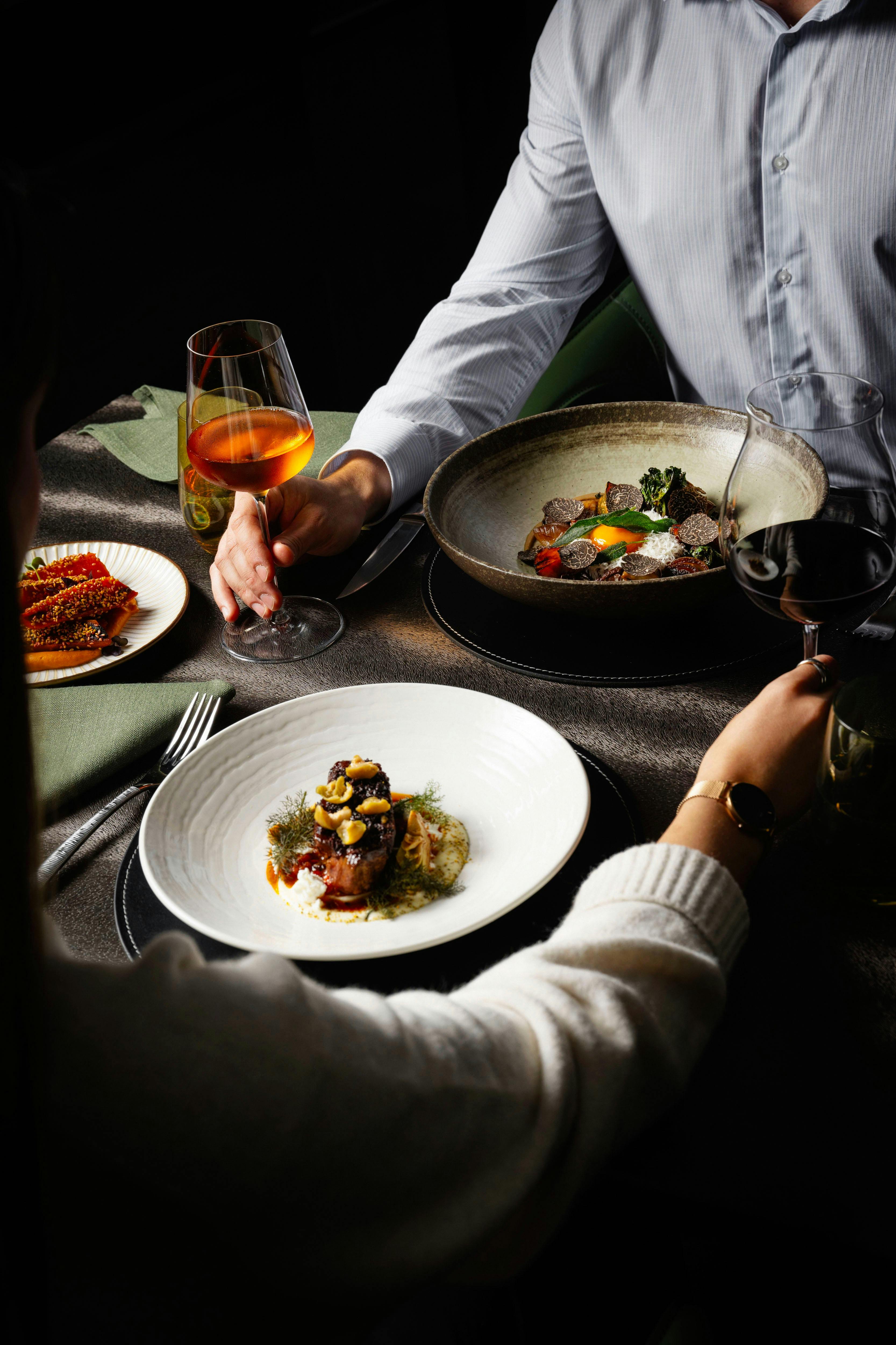 Dinner at O Bar and Dining with Margra Lamb Shoulder and Braised Mushroom and Truffle Risotto