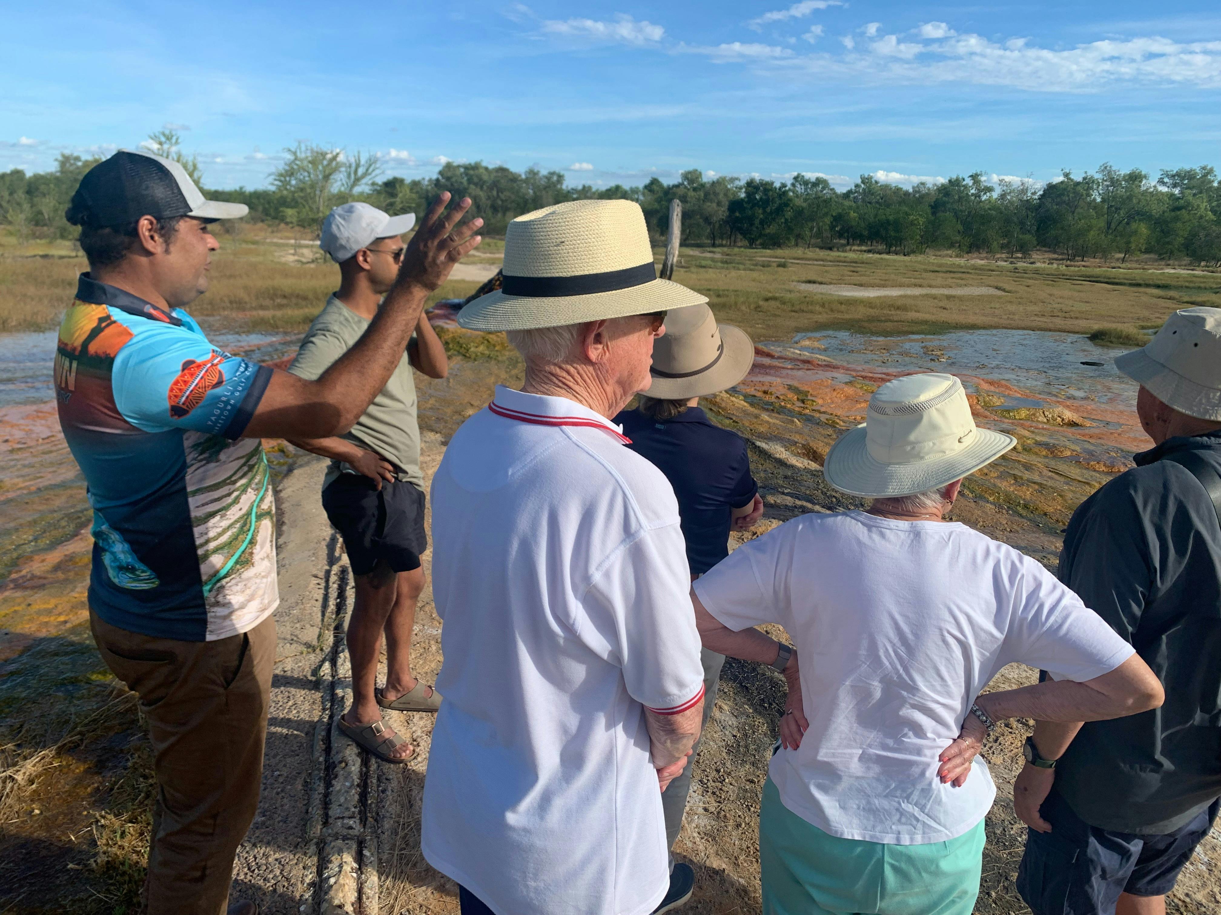 Guide showing historic artesian water bore