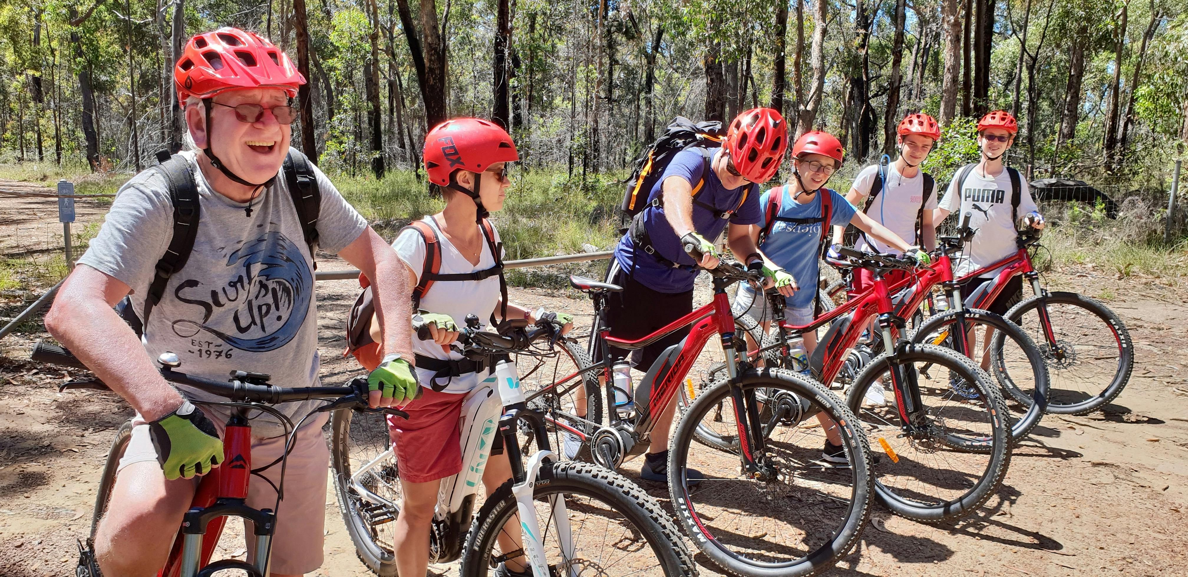 3 generations riding together on blue lab e-bike tour