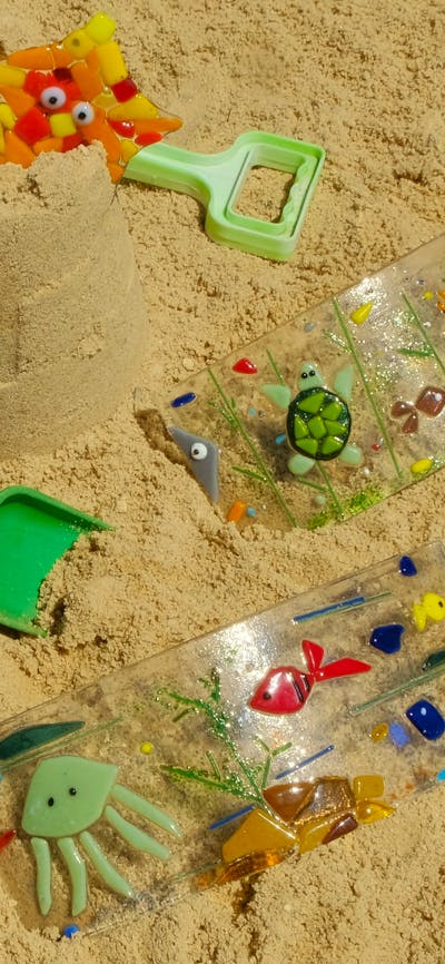 kiln formed and slumped glass sea worlds