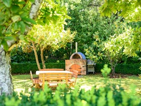 garden and pizza oven