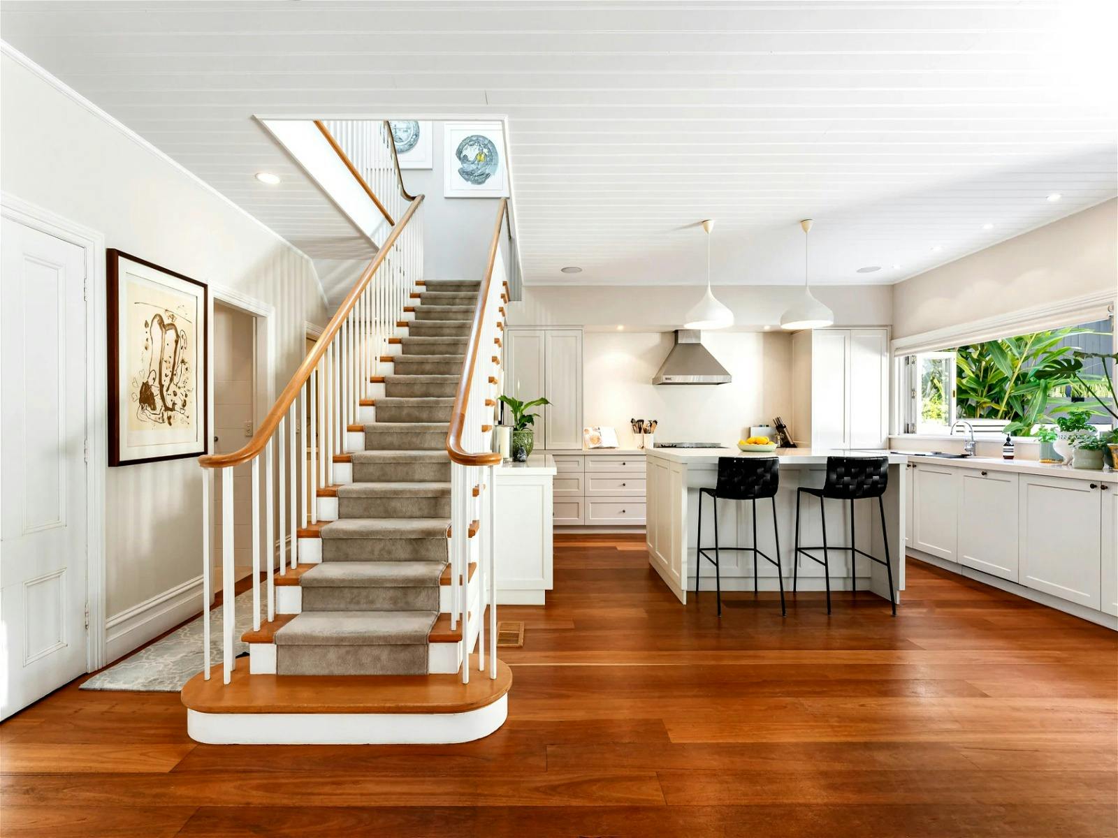 a gorgeous Georgian staircase leads upstairs to the parents retreat