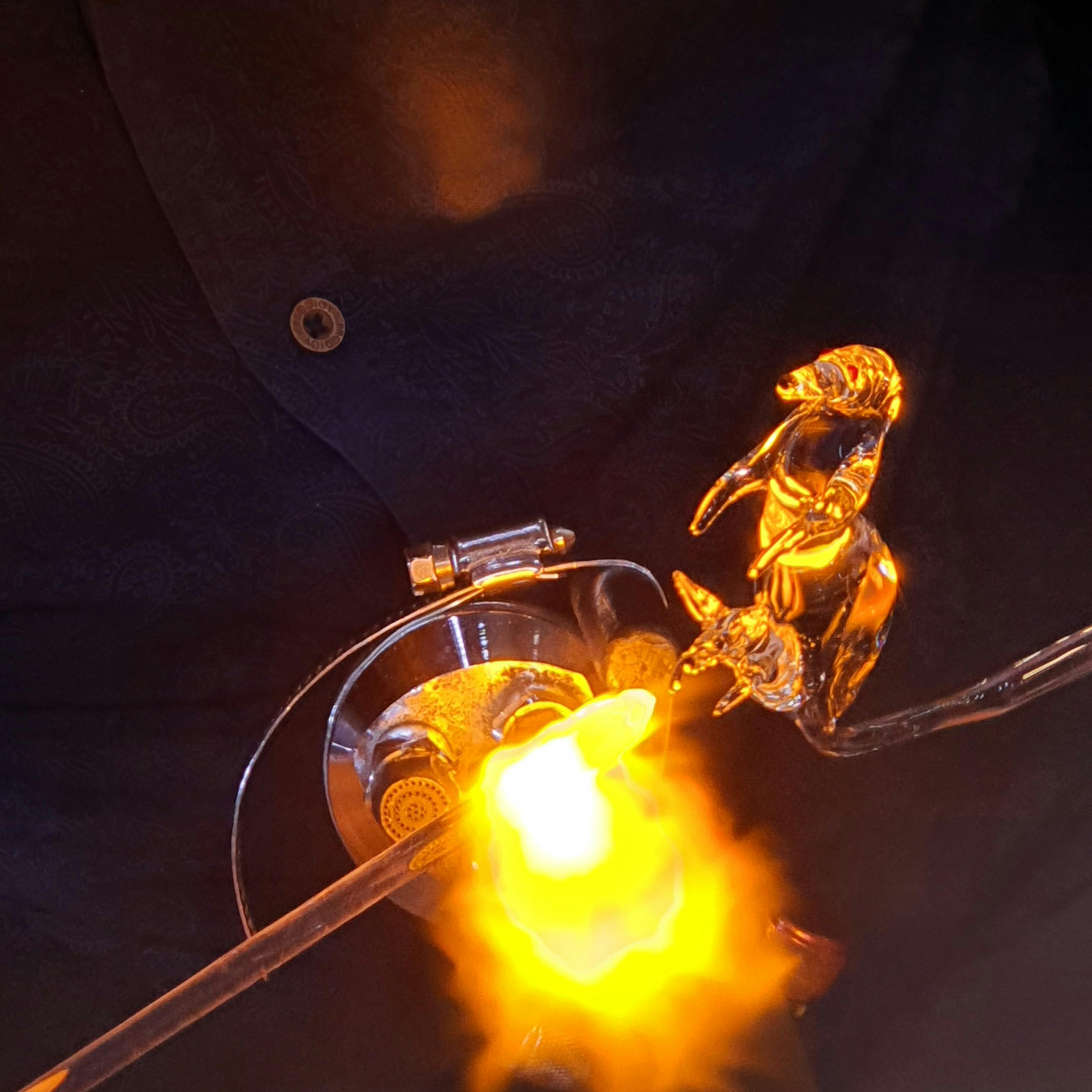 A Kangaroo being hand blown from start to the final piece